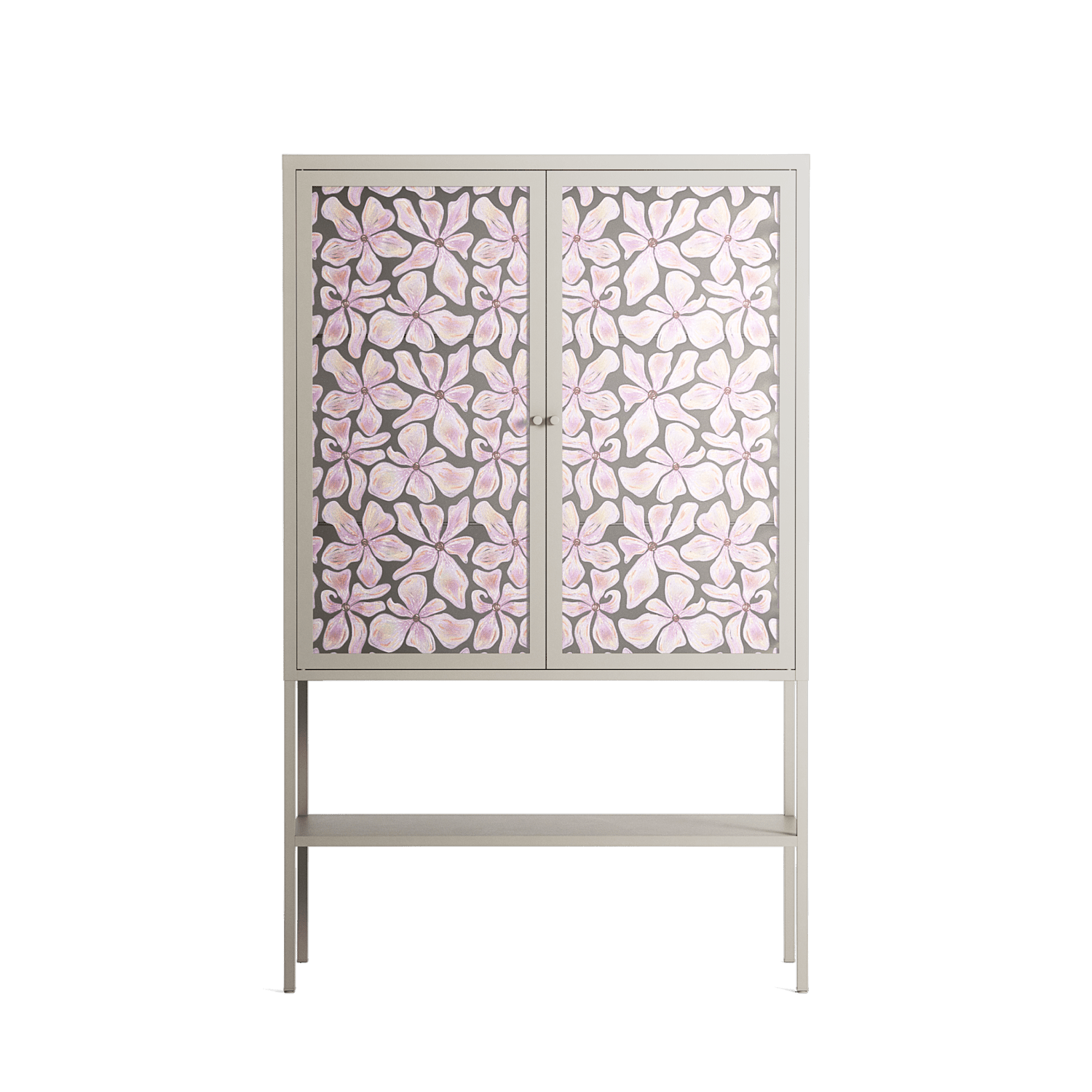 Floating Blossom Pattern - Loft Cabinet - Raissa Oltmanns - Pebble - Overlay Glass