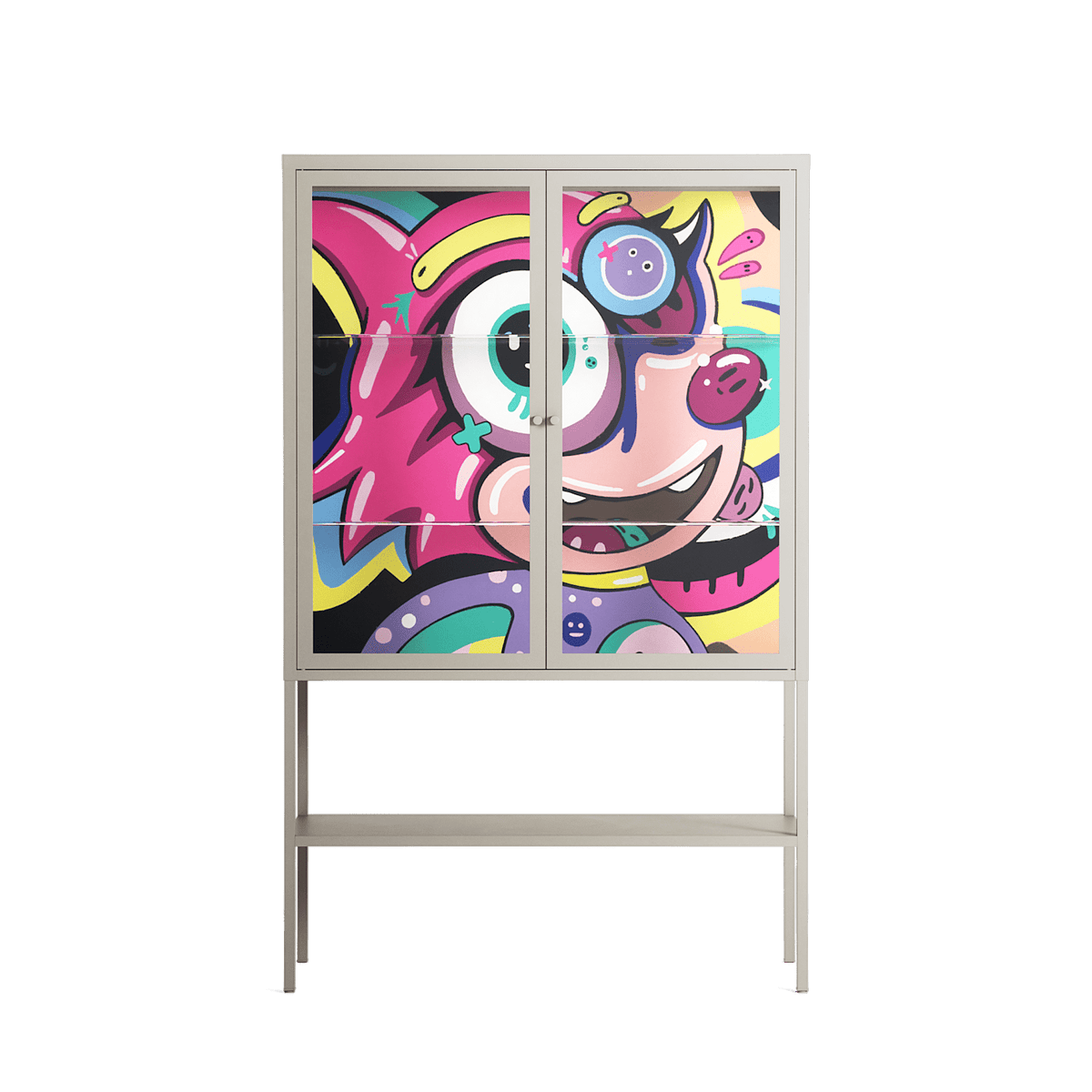 HappyFe - Loft Cabinet - Maddalena Fanfani - Pebble - Clear glass