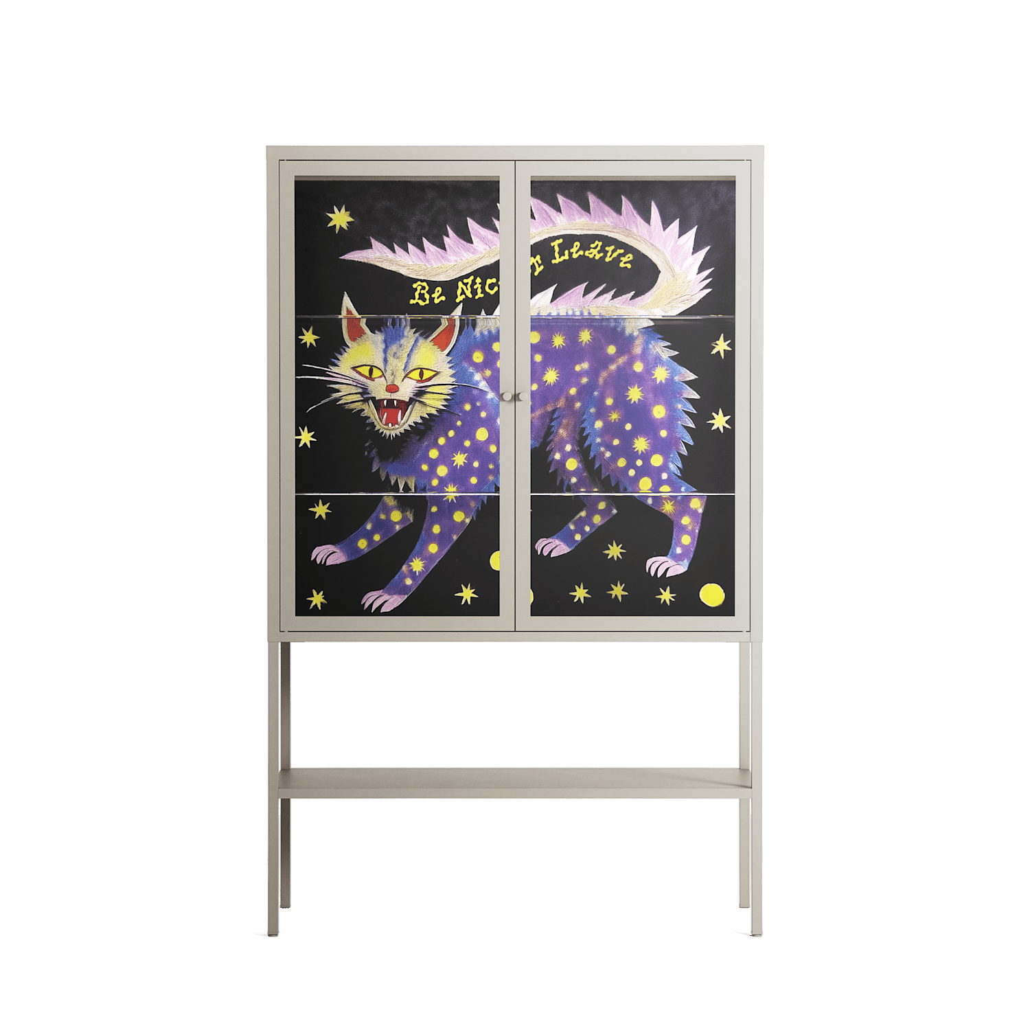 Be Nice Or Leave - Loft Cabinet - Mo Kalache - Pebble - Clear glass