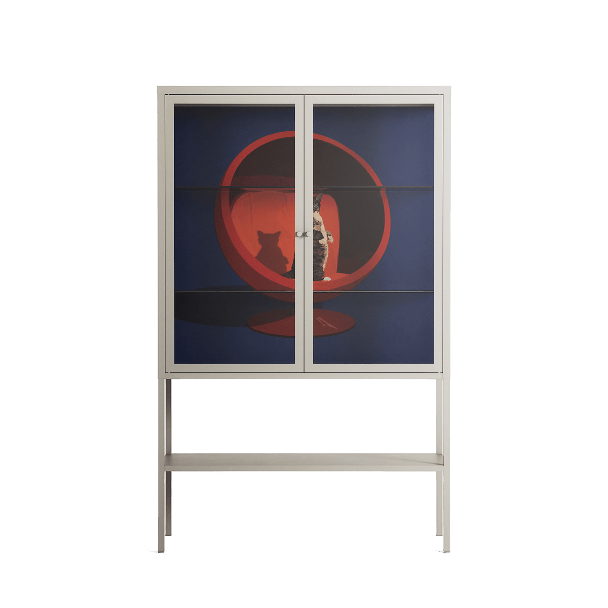 Cat in Chair C - Loft Cabinet - Kristin Eriksson - Pebble - Clear glass