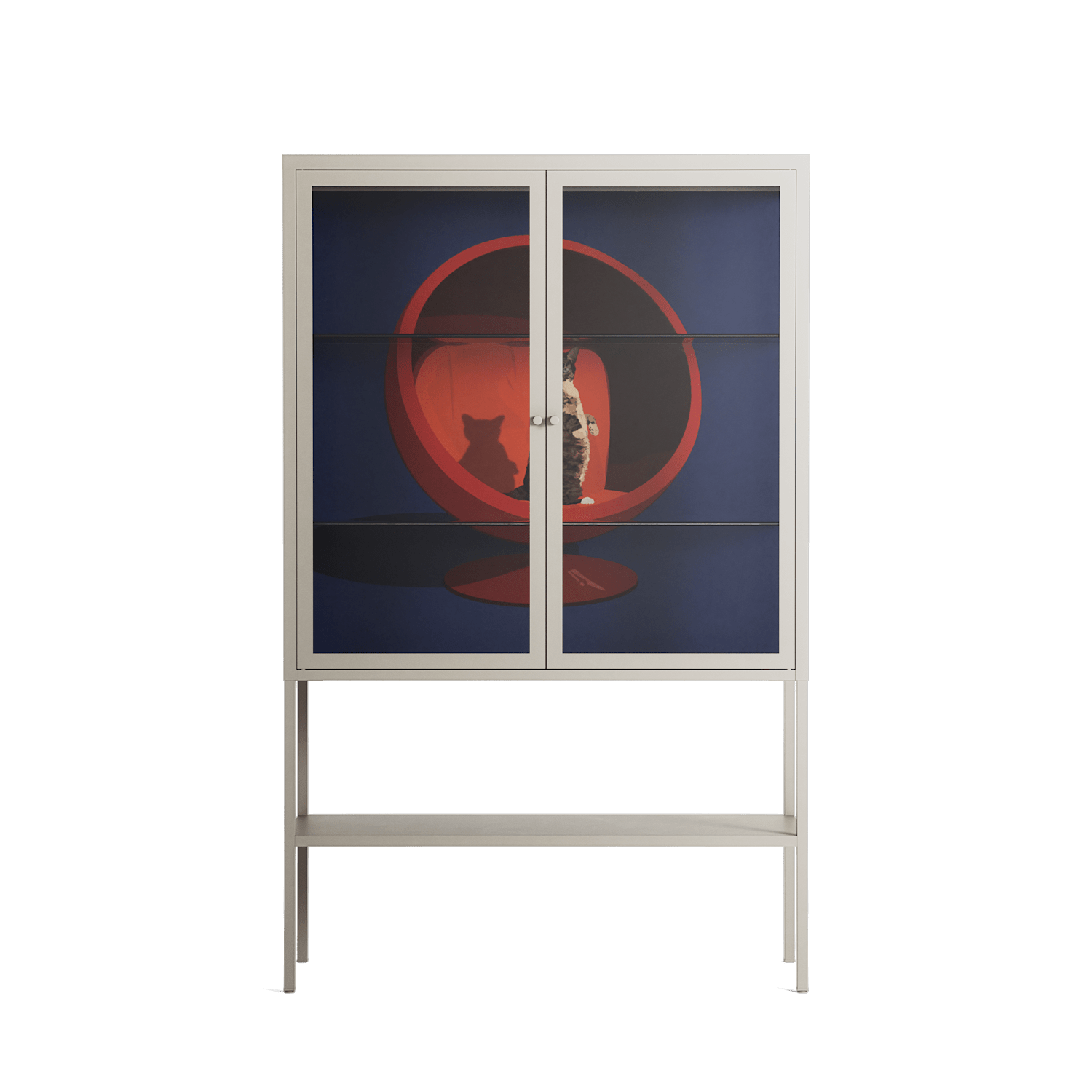 Cat in Chair C - Loft Cabinet - Kristin Eriksson - Pebble - Clear glass
