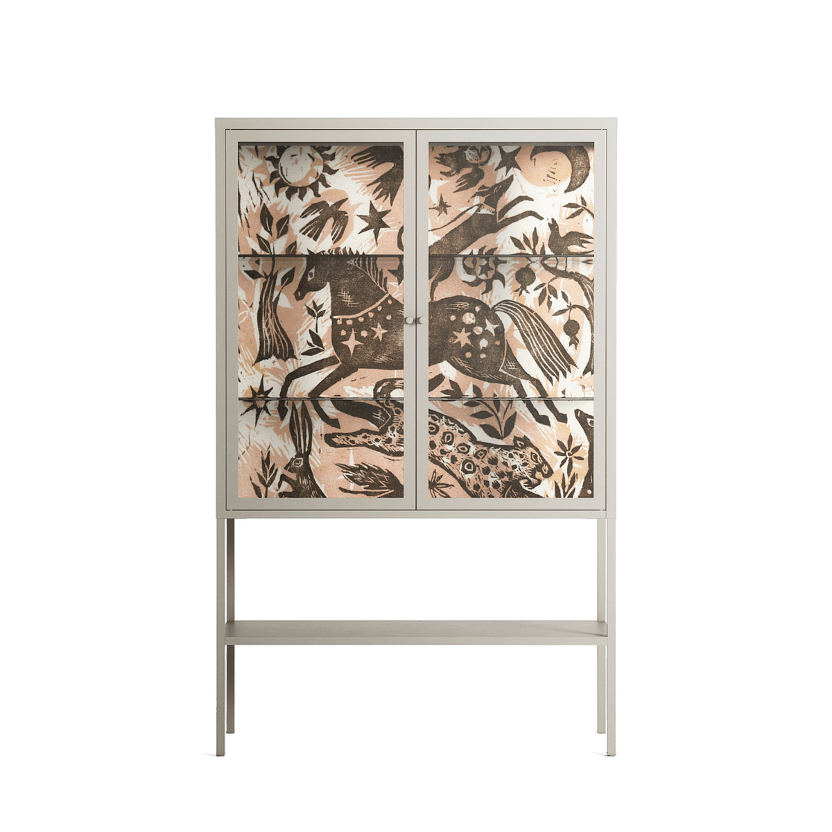 Delight Pink - Loft Cabinet - Diana Catchpole - Pebble - Clear glass