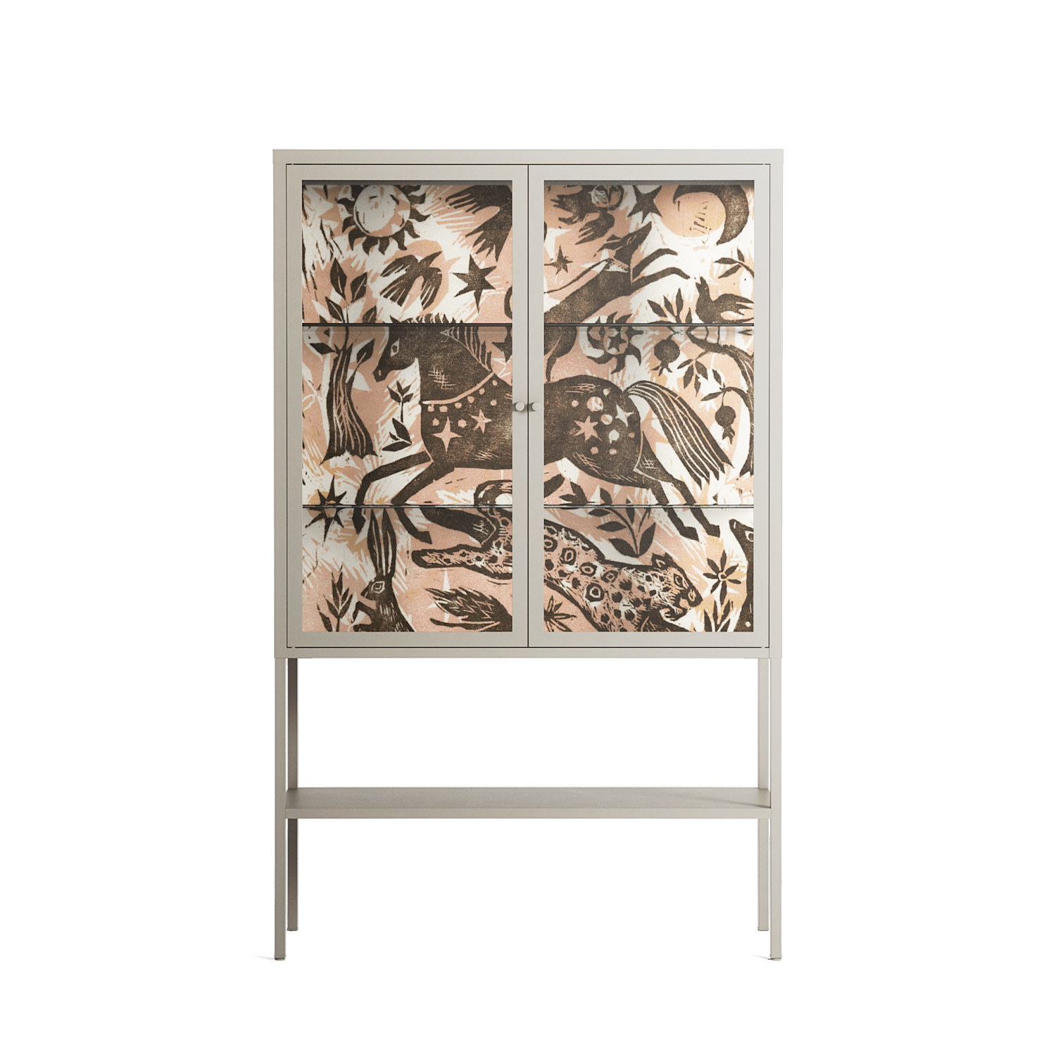Delight Pink - Loft Cabinet - Diana Catchpole - Pebble - Clear glass