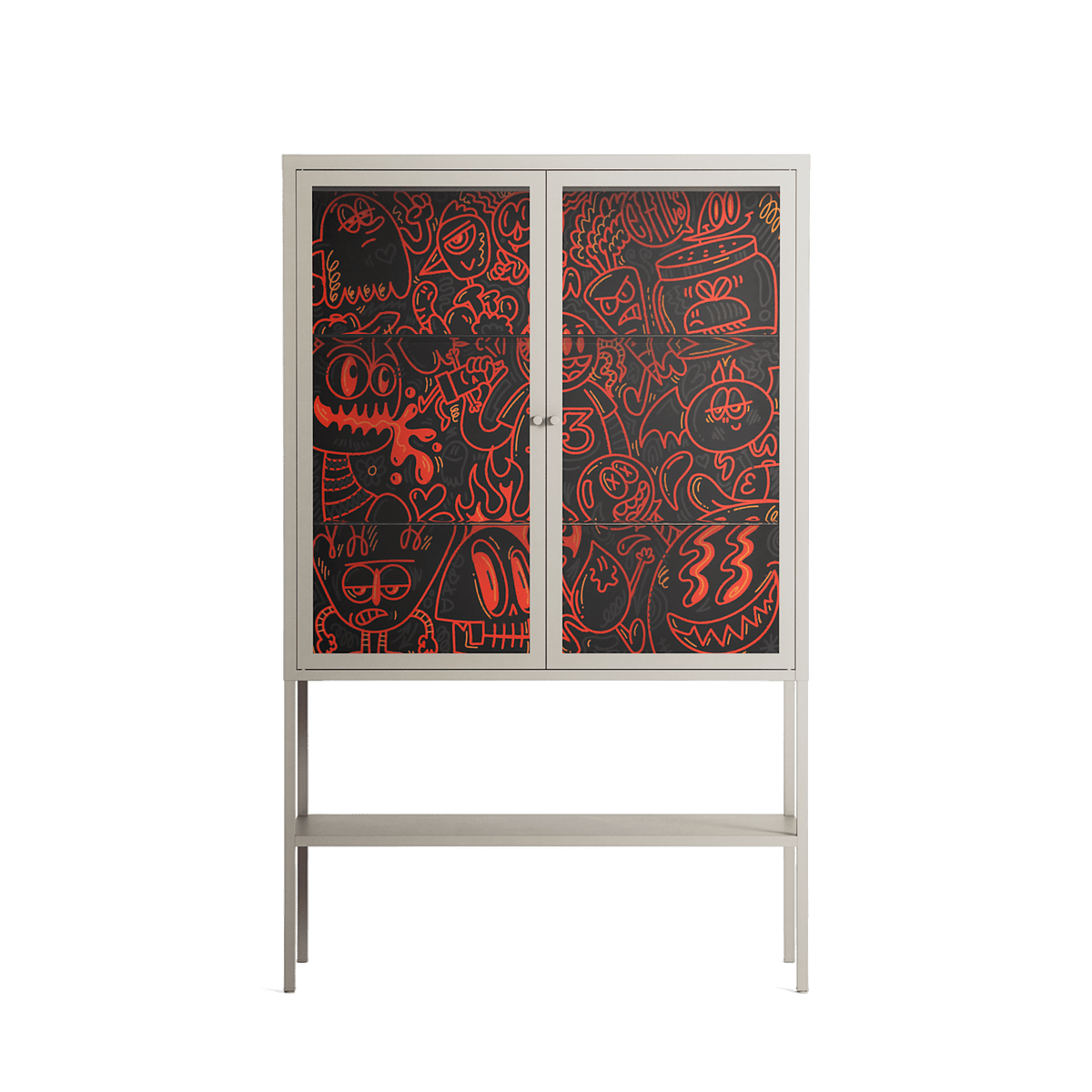 Wottosque Red - Loft Cabinet - Craig Watkins - Pebble - Clear glass