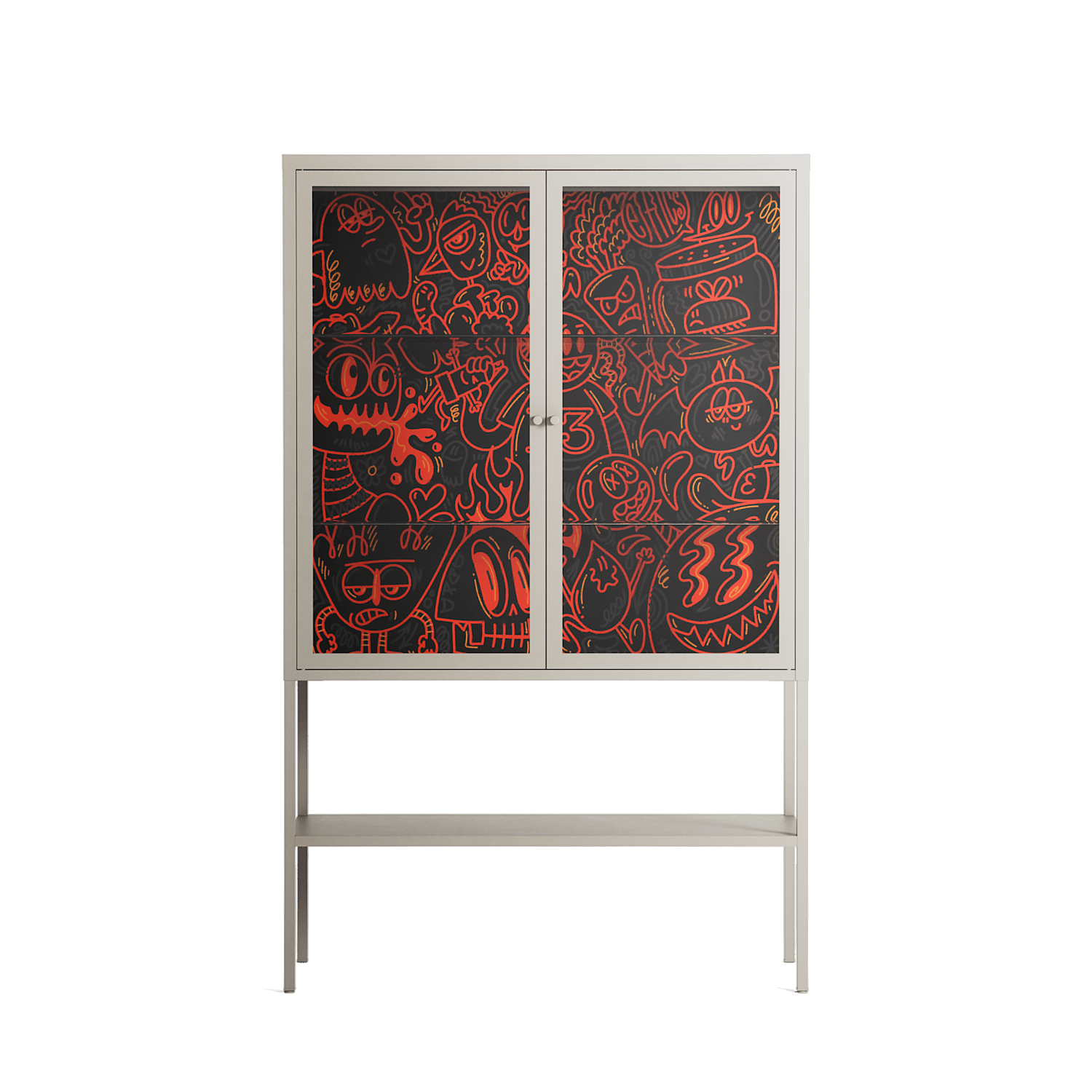 Wottosque Red - Loft Cabinet - Craig Watkins - Pebble - Clear glass
