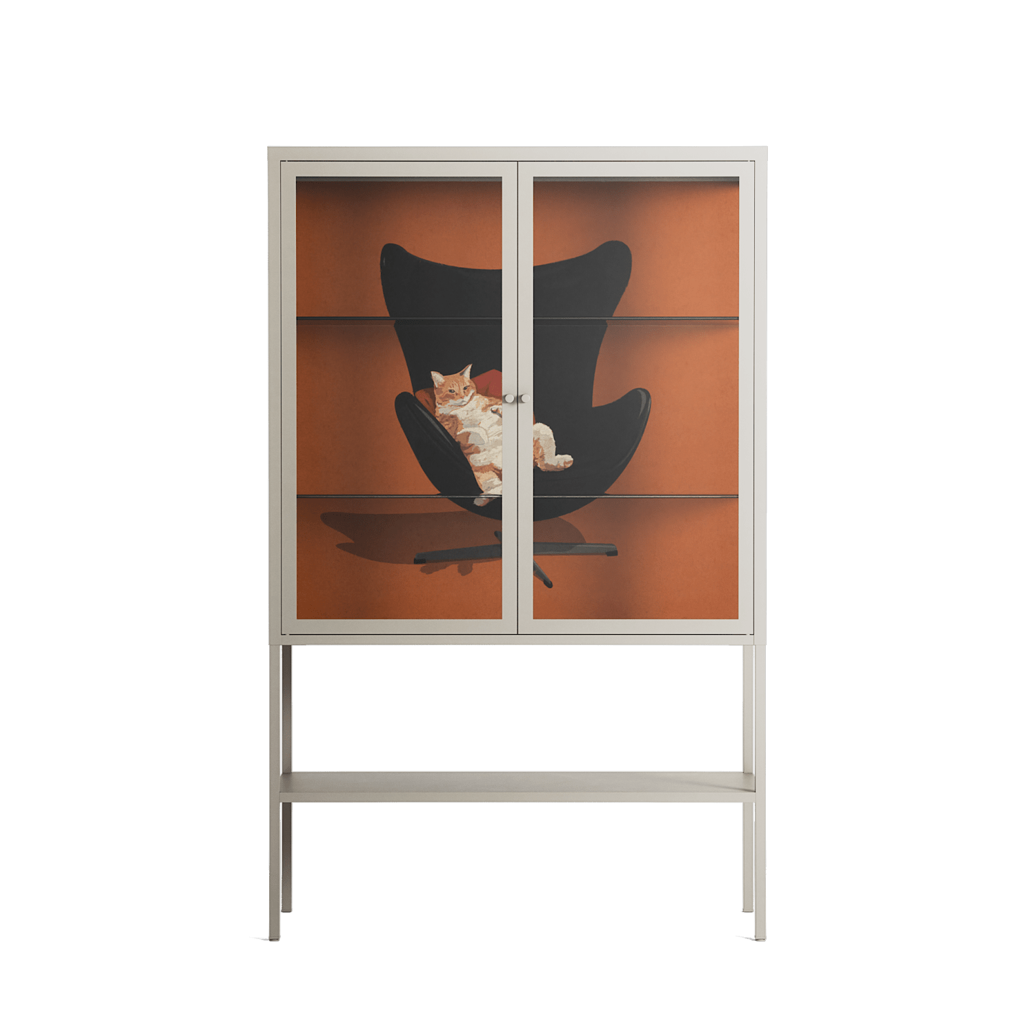 Cat in Chair B - Loft Cabinet - Kristin Eriksson - Pebble - Clear glass