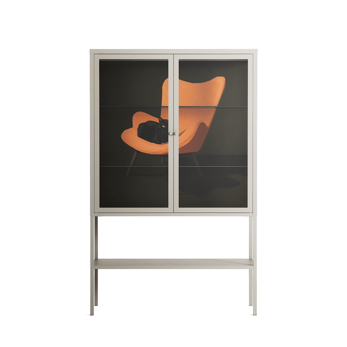 Cat in Chair A - Loft Cabinet - Kristin Eriksson - Pebble - Clear glass