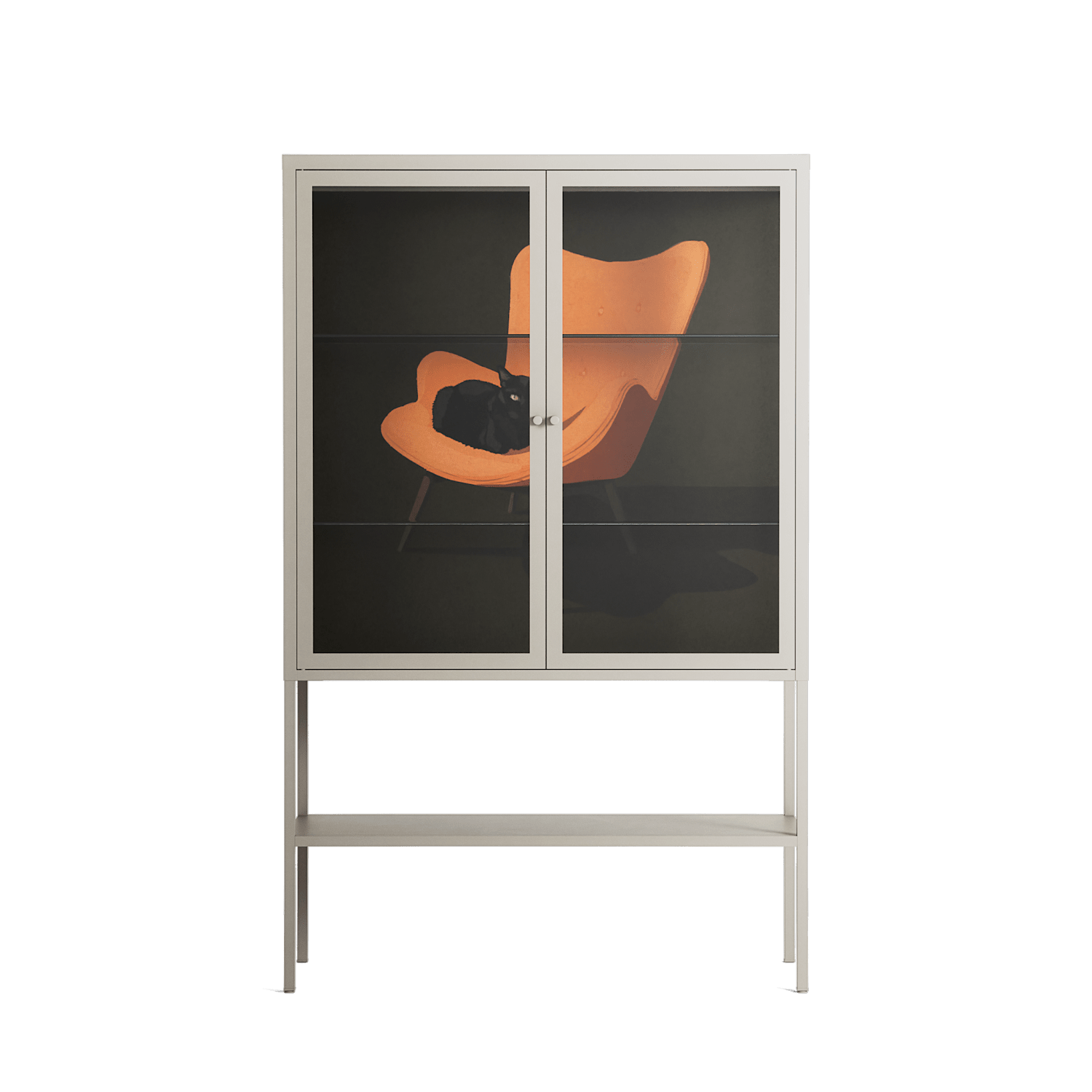 Cat in Chair A - Loft Cabinet - Kristin Eriksson - Pebble - Clear glass