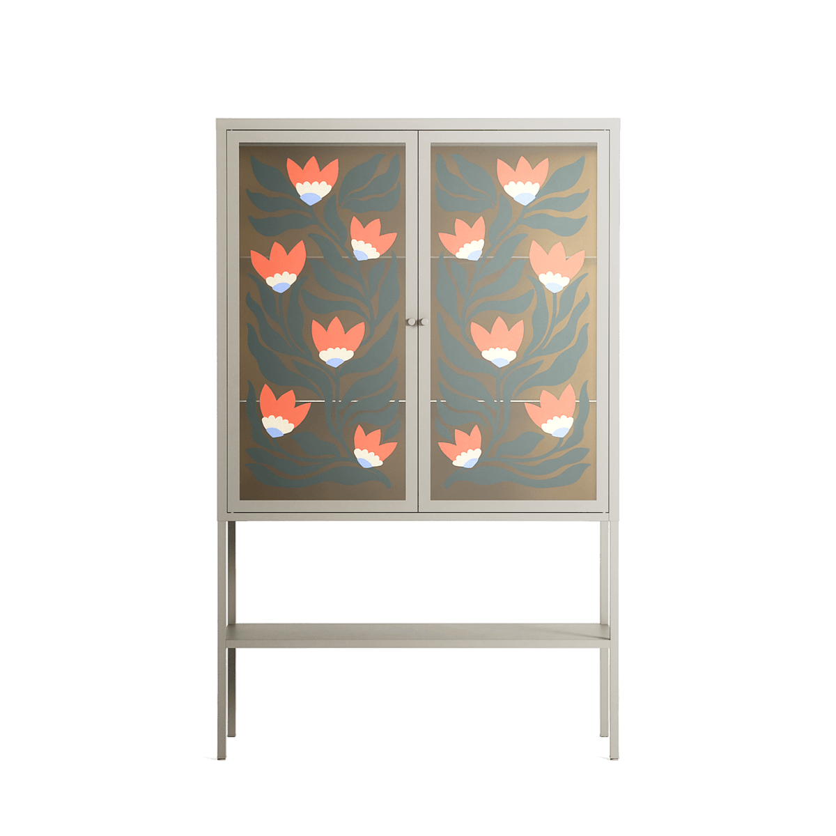 Blooming Folk Garden - Loft Cabinet - Sandra Hutter - Pebble - Overlay Glass