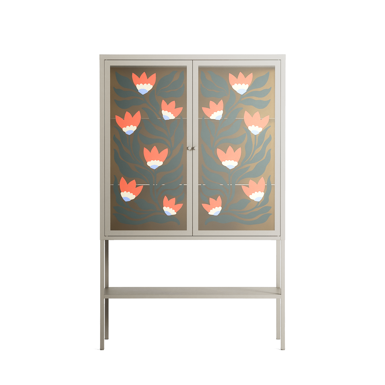 Blooming Folk Garden - Loft Cabinet - Sandra Hutter - Pebble - Overlay Glass