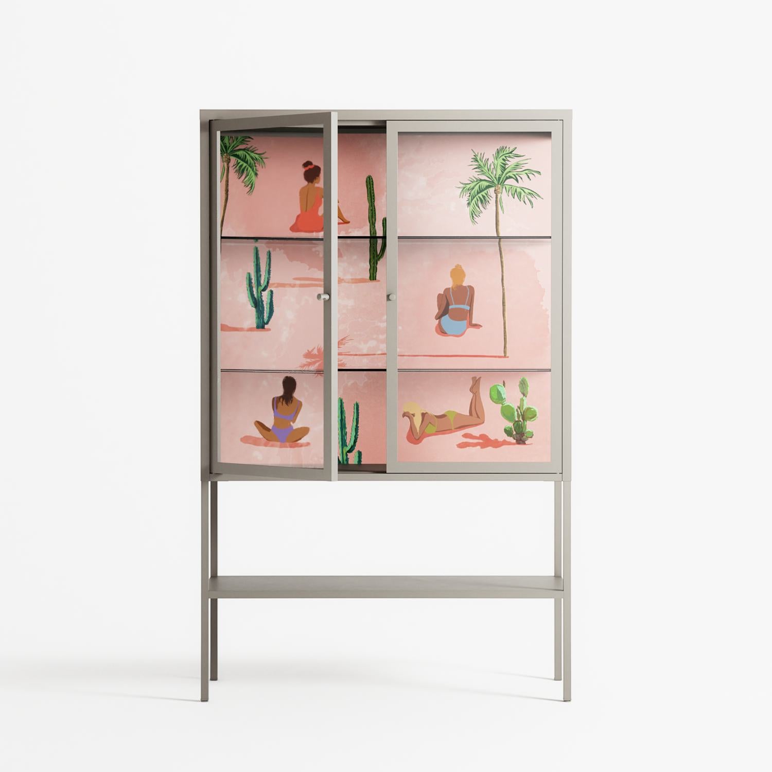 Woman at the Beach - Loft Cabinet - Raissa Oltmanns - Pebble - Clear glass