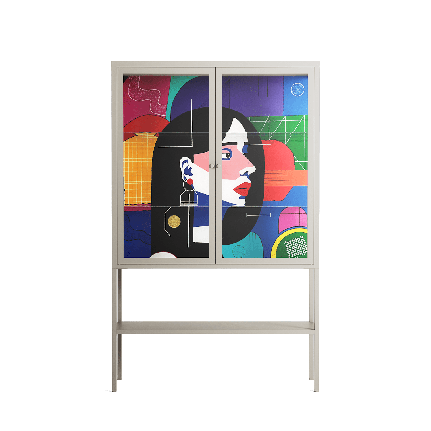 Chained To Perception - Loft Cabinet - Mathilda Kienast - Pebble - Clear glass