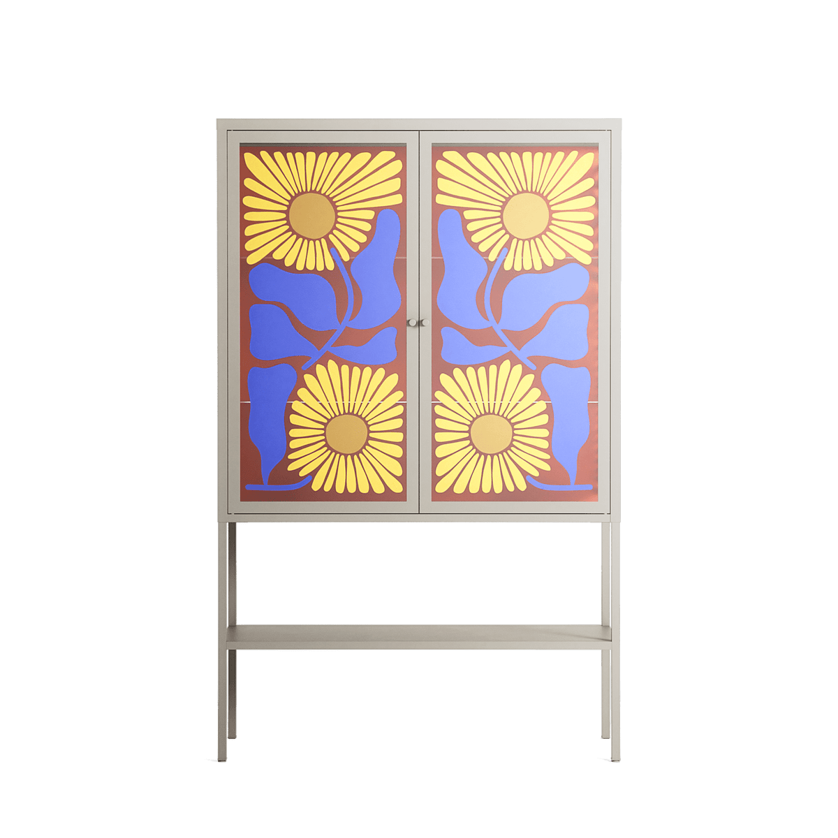 Sunflowers - Loft Cabinet - Sandra Hutter - Pebble - Overlay Glass