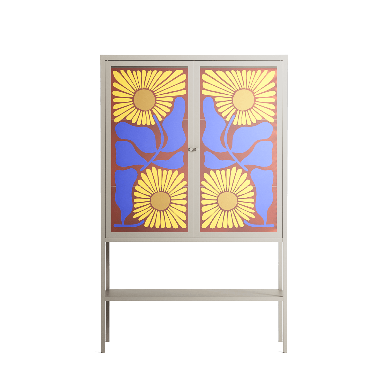 Sunflowers - Loft Cabinet - Sandra Hutter - Pebble - Overlay Glass