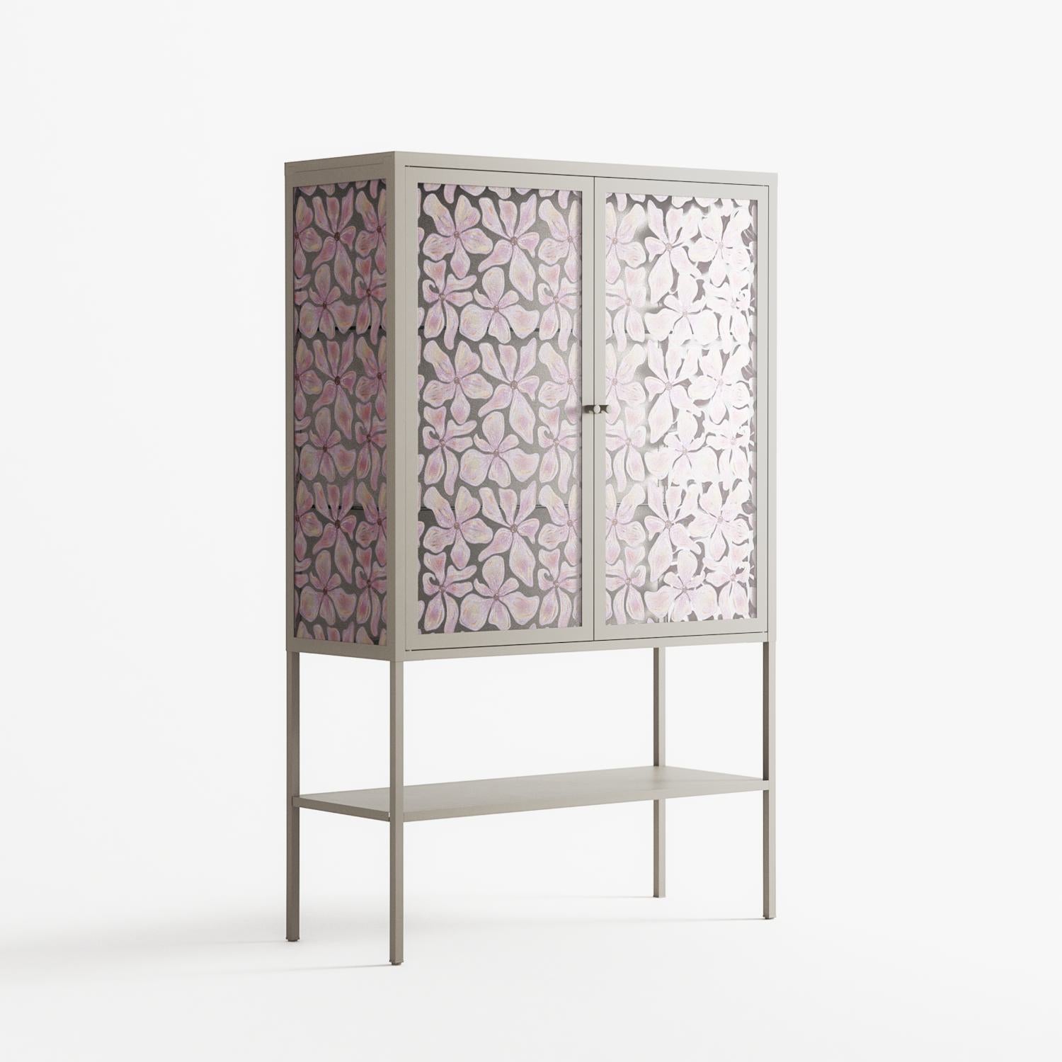 Floating Blossom Pattern - Loft Cabinet - Raissa Oltmanns - Pebble - Overlay Glass