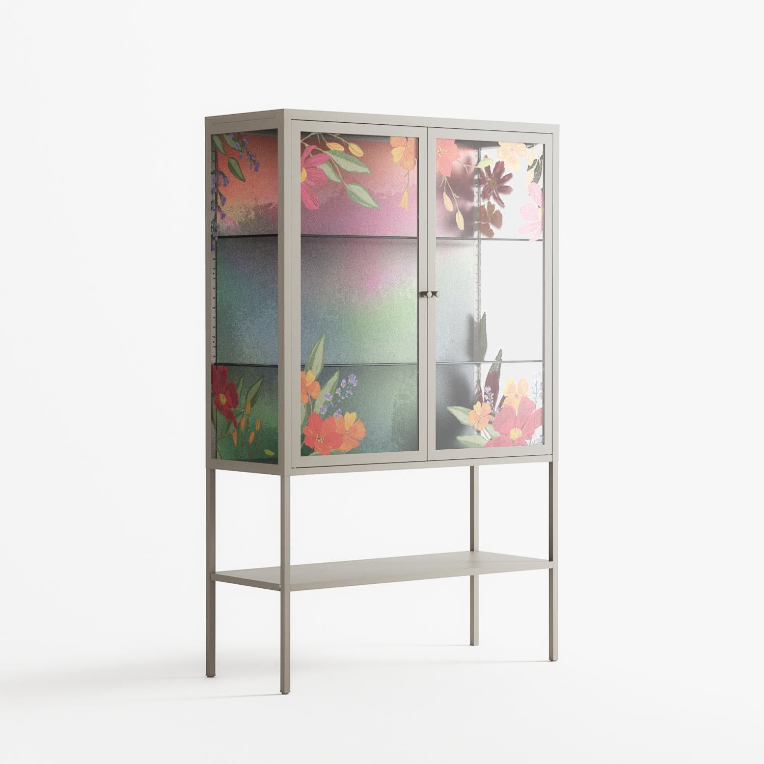 Abstract Spring Flowers - Loft Cabinet - Raissa Oltmanns - Pebble - Overlay Glass