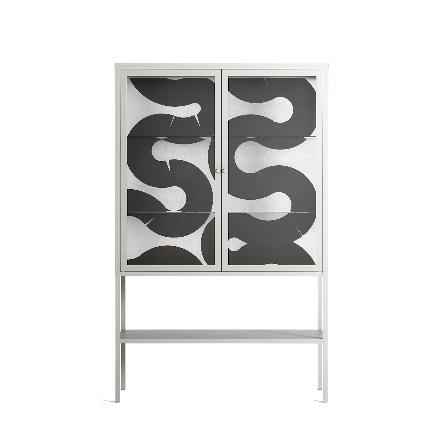 Black Waves - Loft Cabinet - Alexander Khabbazi - Chalk - Clear glass