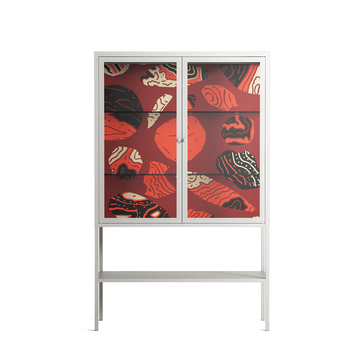 Pebbles 2 - Loft Cabinet - Nick Liefhebber - Chalk - Clear glass