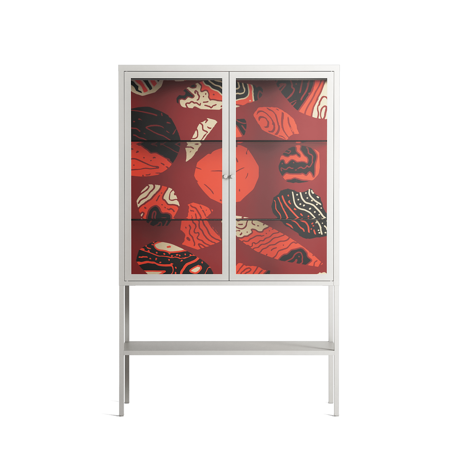 Pebbles 2 - Loft Cabinet - Nick Liefhebber - Chalk - Clear glass