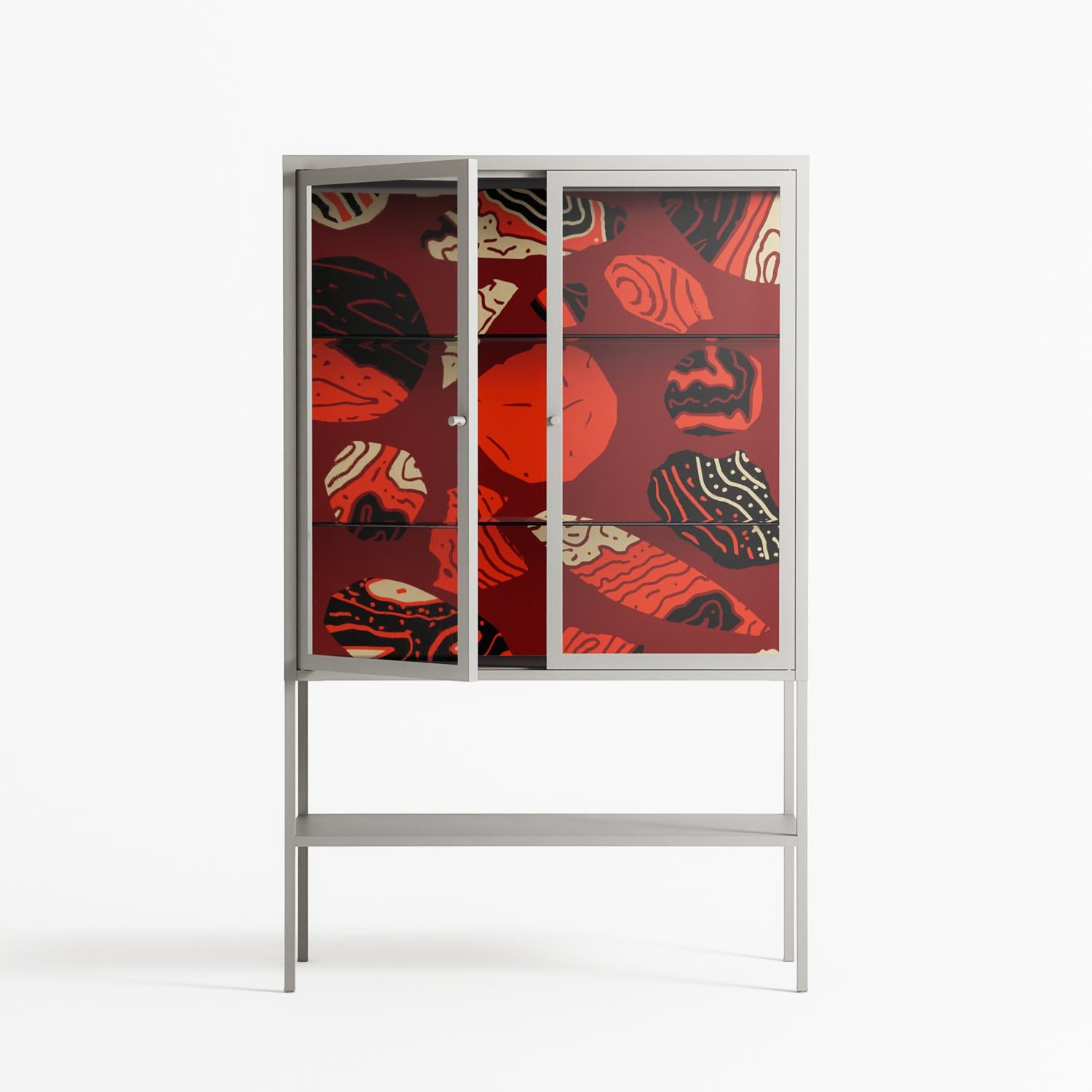 Pebbles 2 - Loft Cabinet - Nick Liefhebber - Chalk - Clear glass
