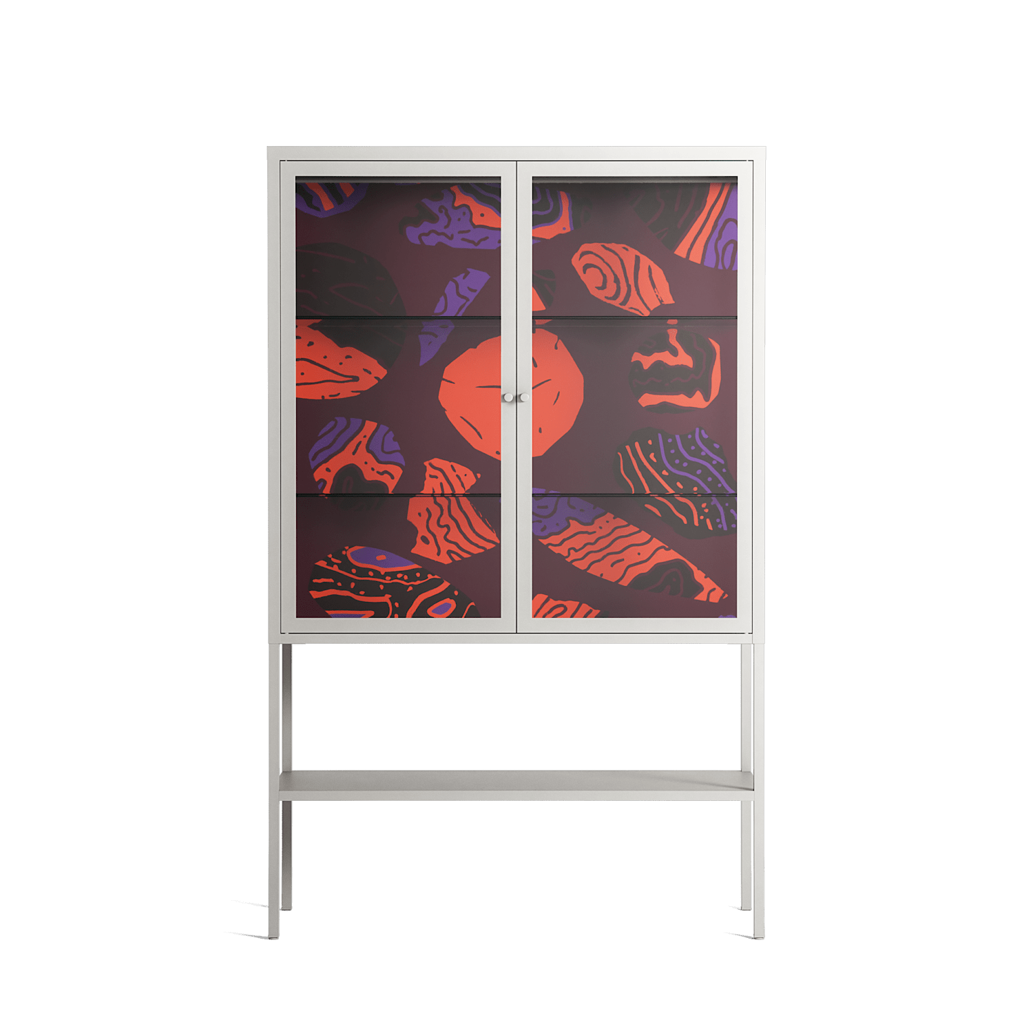 Pebbles 3 - Loft Cabinet - Nick Liefhebber - Chalk - Clear glass