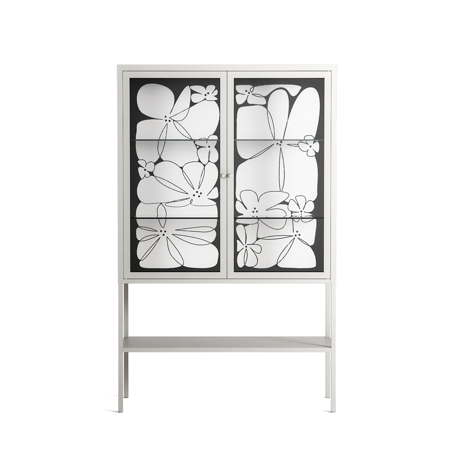 White Flowers - Loft Cabinet - Konrad Blaszczyk - Chalk - Clear glass