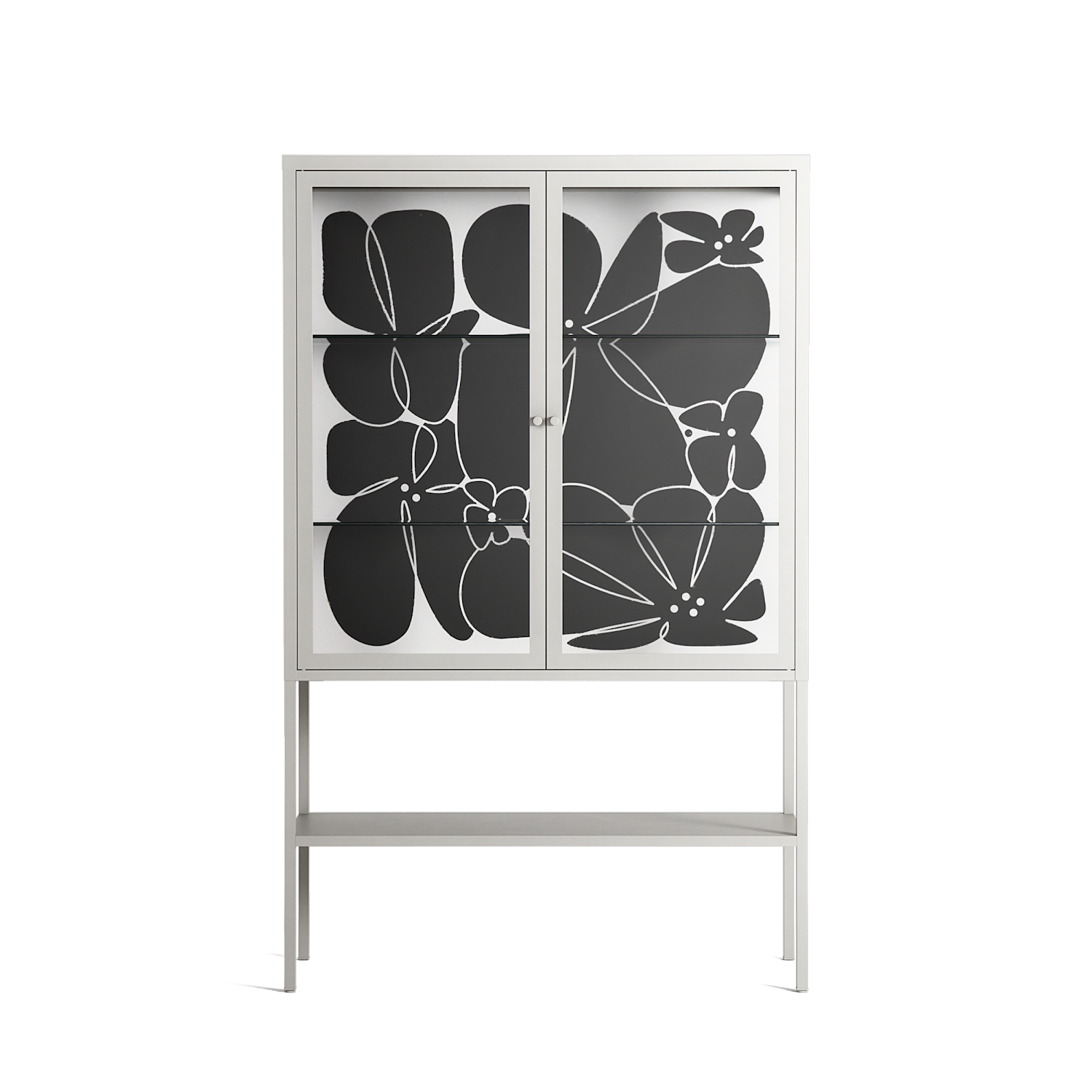 Black Flower - Loft Cabinet - Konrad Blaszczyk - Chalk - Clear glass