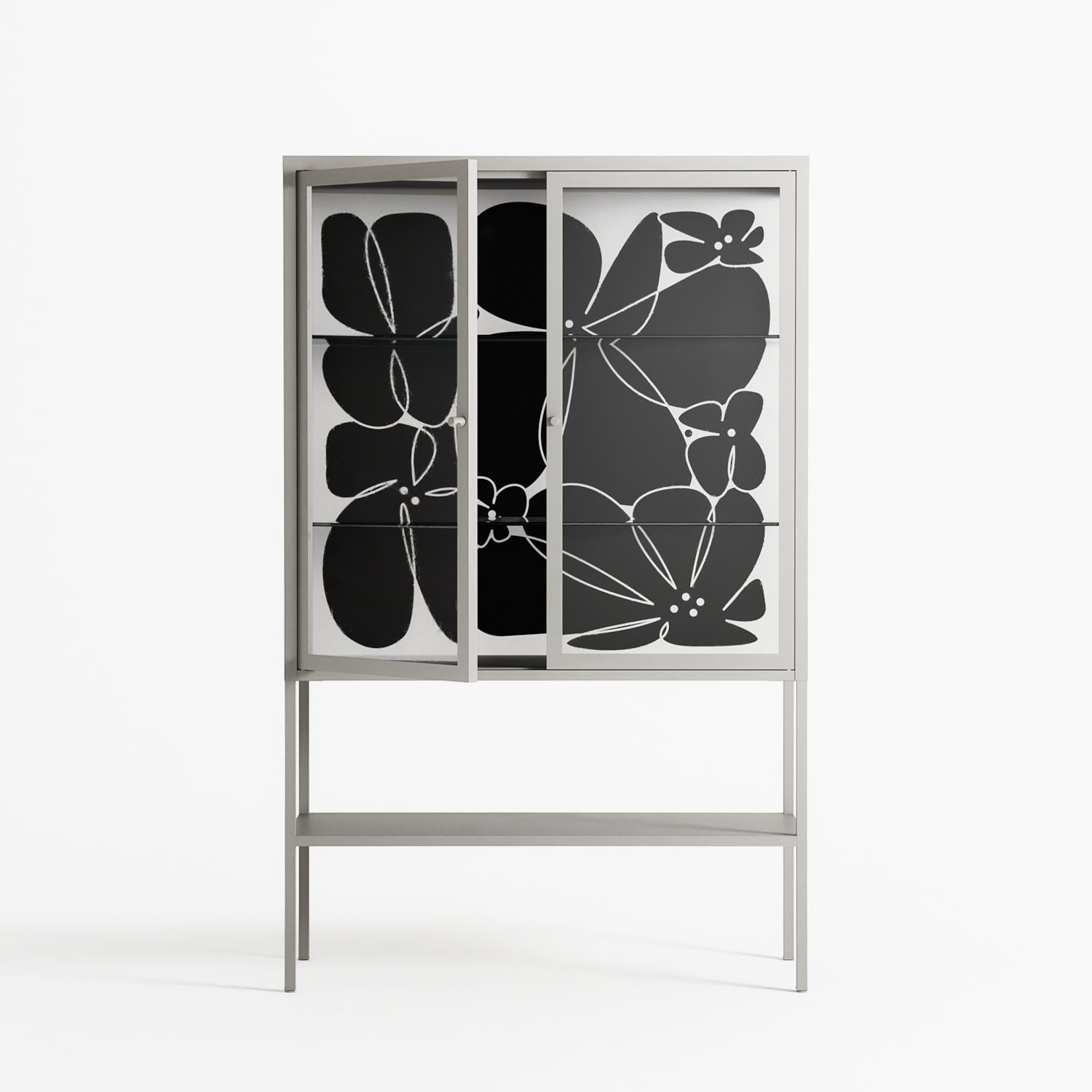 Black Flower - Loft Cabinet - Konrad Blaszczyk - Chalk - Clear glass