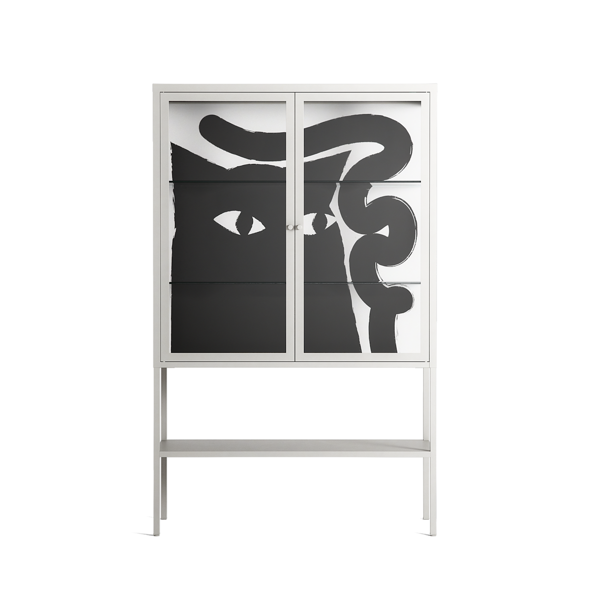 Black Cat - Loft Cabinet - Konrad Blaszczyk - Chalk - Clear glass