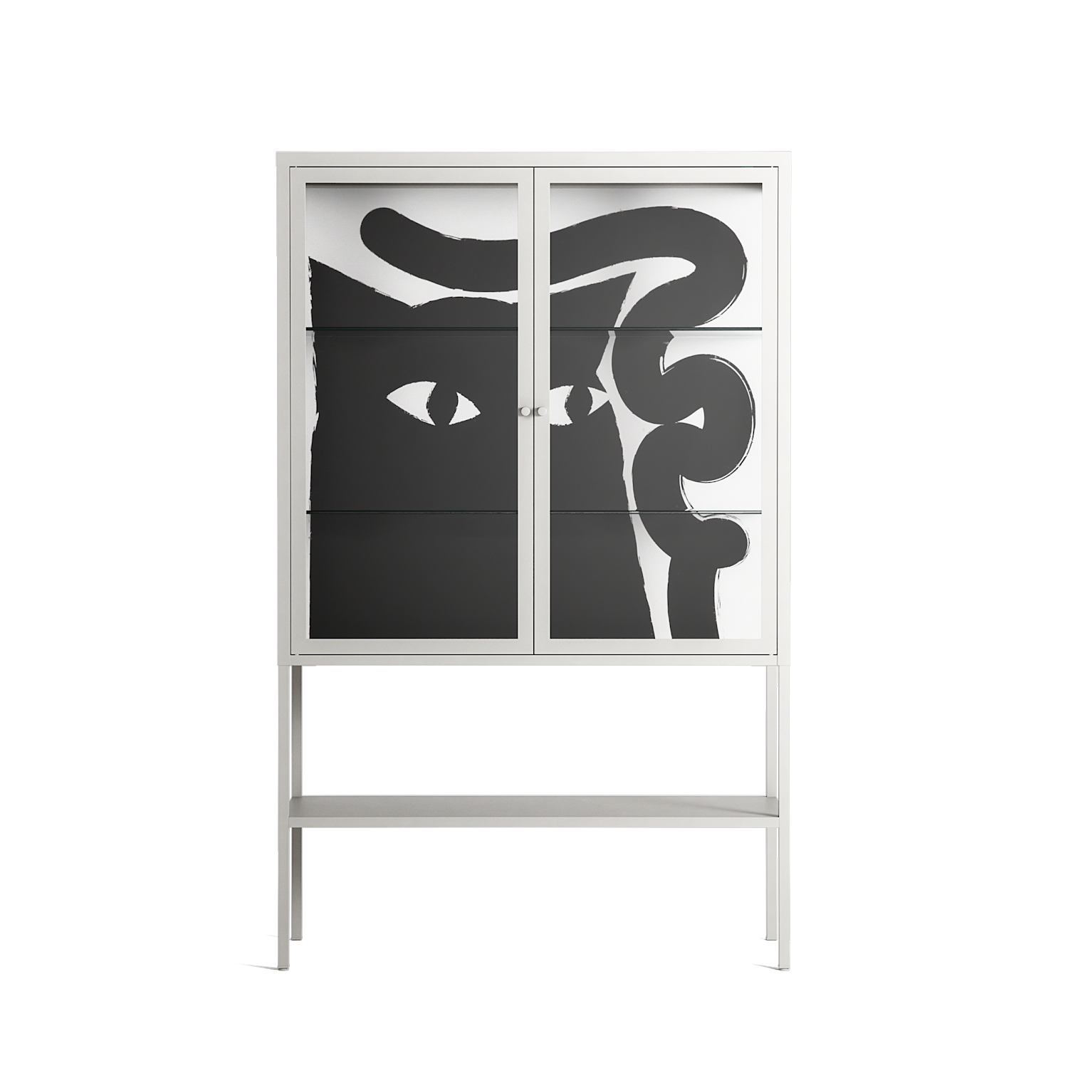 Black Cat - Loft Cabinet - Konrad Blaszczyk - Chalk - Clear glass