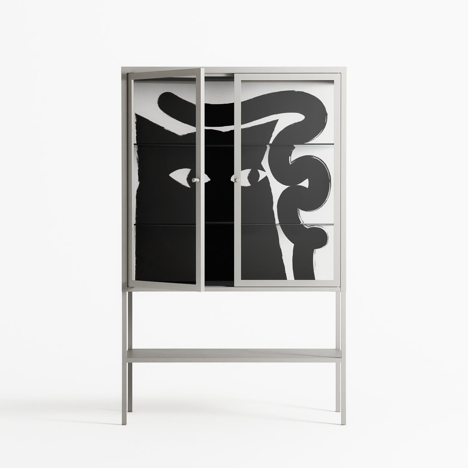 Black Cat - Loft Cabinet - Konrad Blaszczyk - Chalk - Clear glass