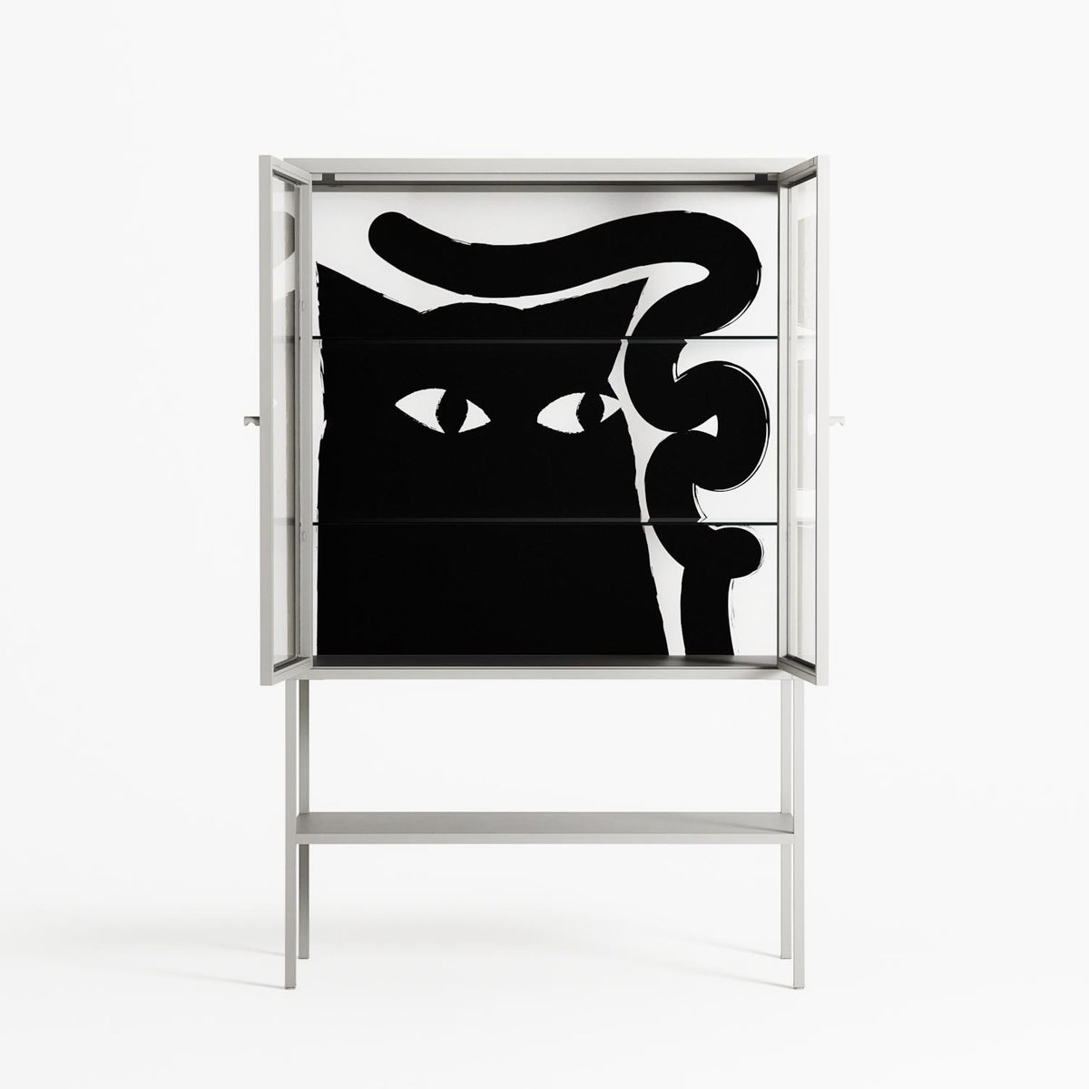 Black Cat - Loft Cabinet - Konrad Blaszczyk - Chalk - Clear glass