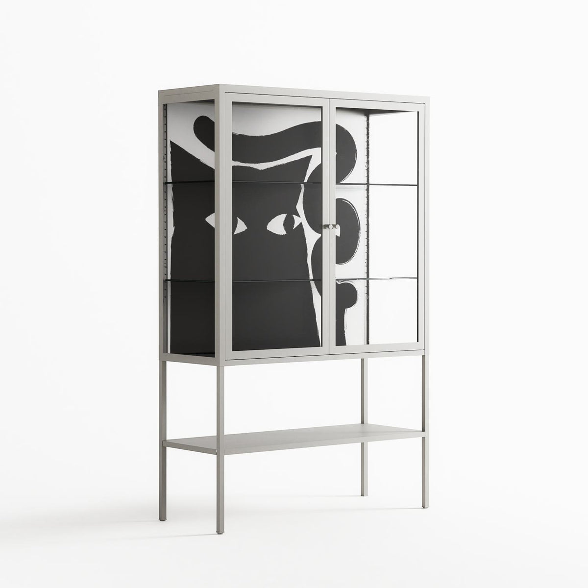 Black Cat - Loft Cabinet - Konrad Blaszczyk - Chalk - Clear glass