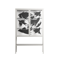 Black Birds - Loft Cabinet - Konrad Blaszczyk - Chalk - Clear glass