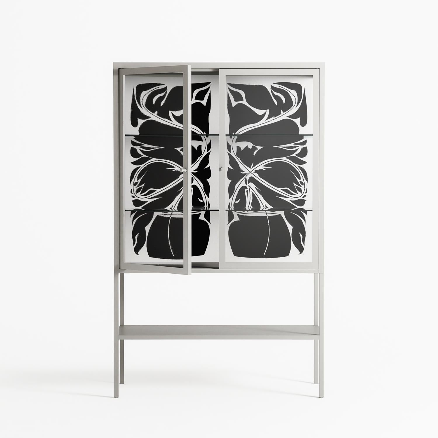 Black Potted Plant - Loft Cabinet - Konrad Blaszczyk - Chalk - Clear glass