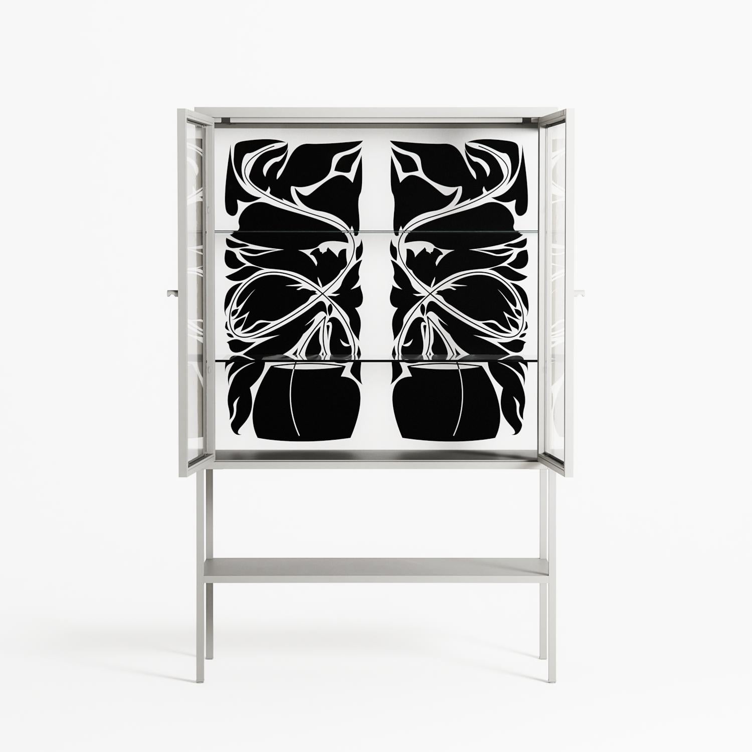 Black Potted Plant - Loft Cabinet - Konrad Blaszczyk - Chalk - Clear glass