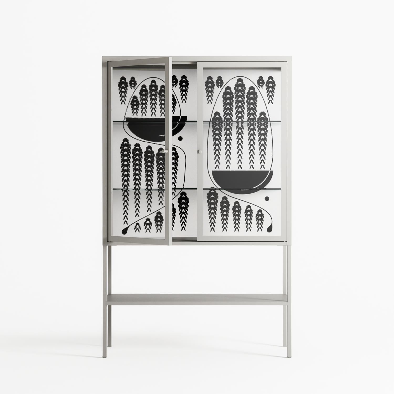 Black Fern - Loft Cabinet - Konrad Blaszczyk - Chalk - Clear glass