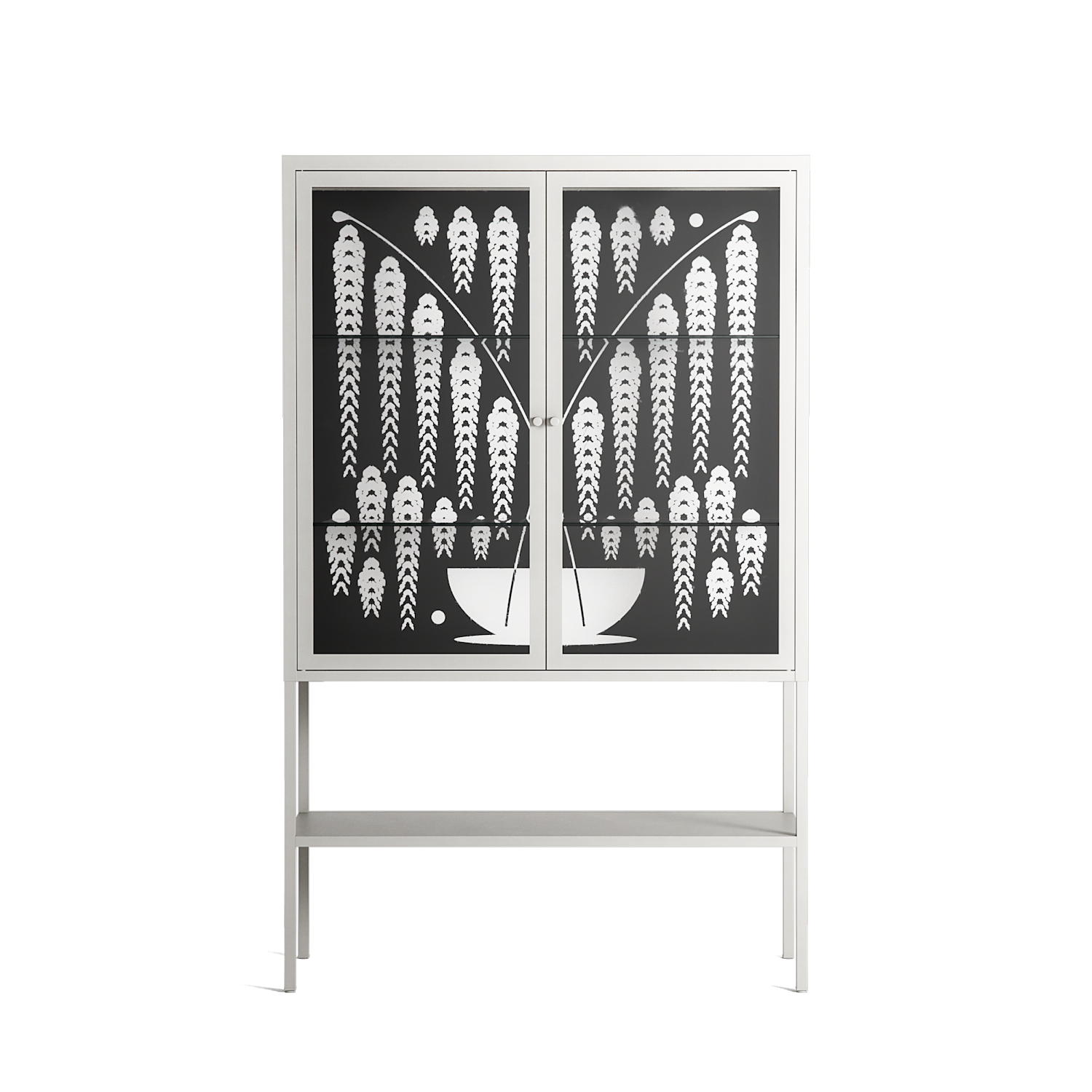 White Fern - Loft Cabinet - Konrad Blaszczyk - Chalk - Clear glass