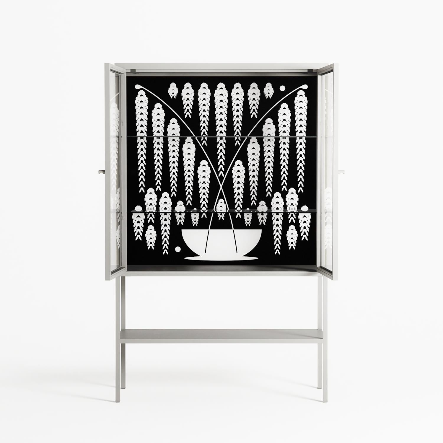 White Fern - Loft Cabinet - Konrad Blaszczyk - Chalk - Clear glass