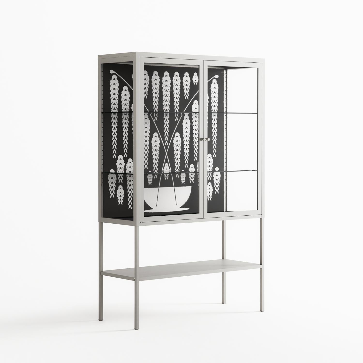 White Fern - Loft Cabinet - Konrad Blaszczyk - Chalk - Clear glass