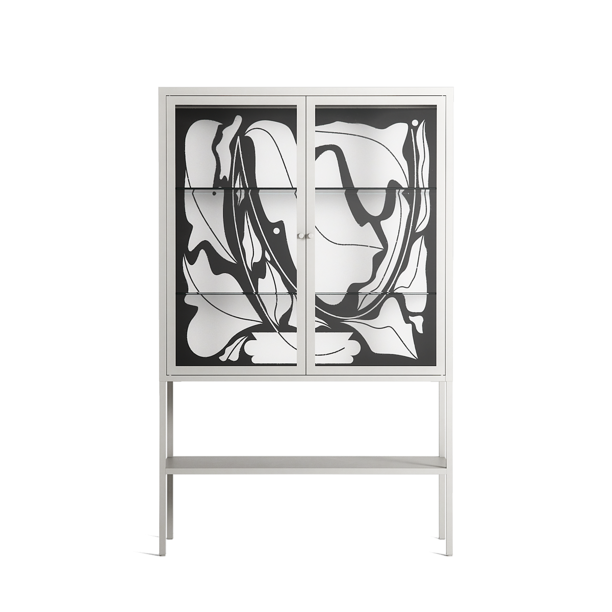 White Potted Plant - Loft Cabinet - Konrad Blaszczyk - Chalk - Clear glass