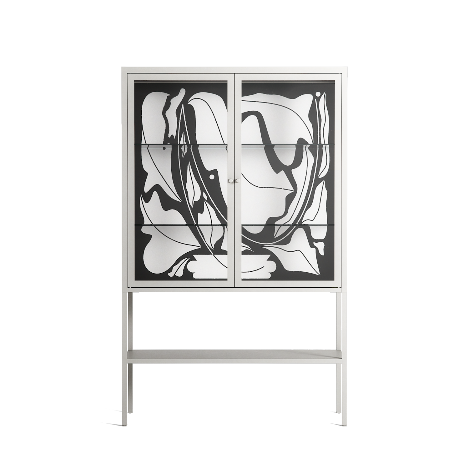 White Potted Plant - Loft Cabinet - Konrad Blaszczyk - Chalk - Clear glass