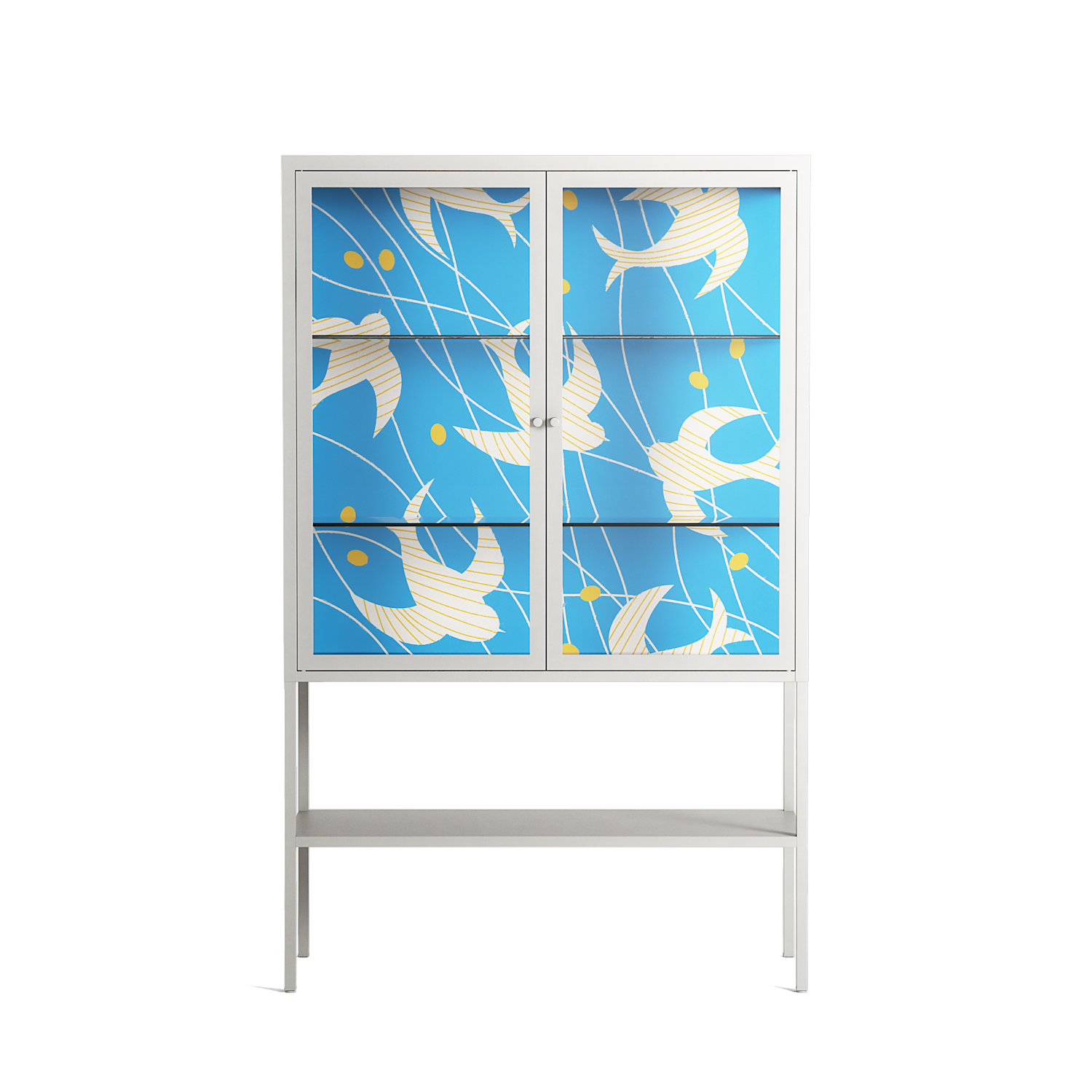 Birds B - Loft Cabinet - Heather Zhou - Chalk - Clear glass