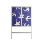 Birds A - Loft Cabinet - Heather Zhou - Chalk - Clear glass