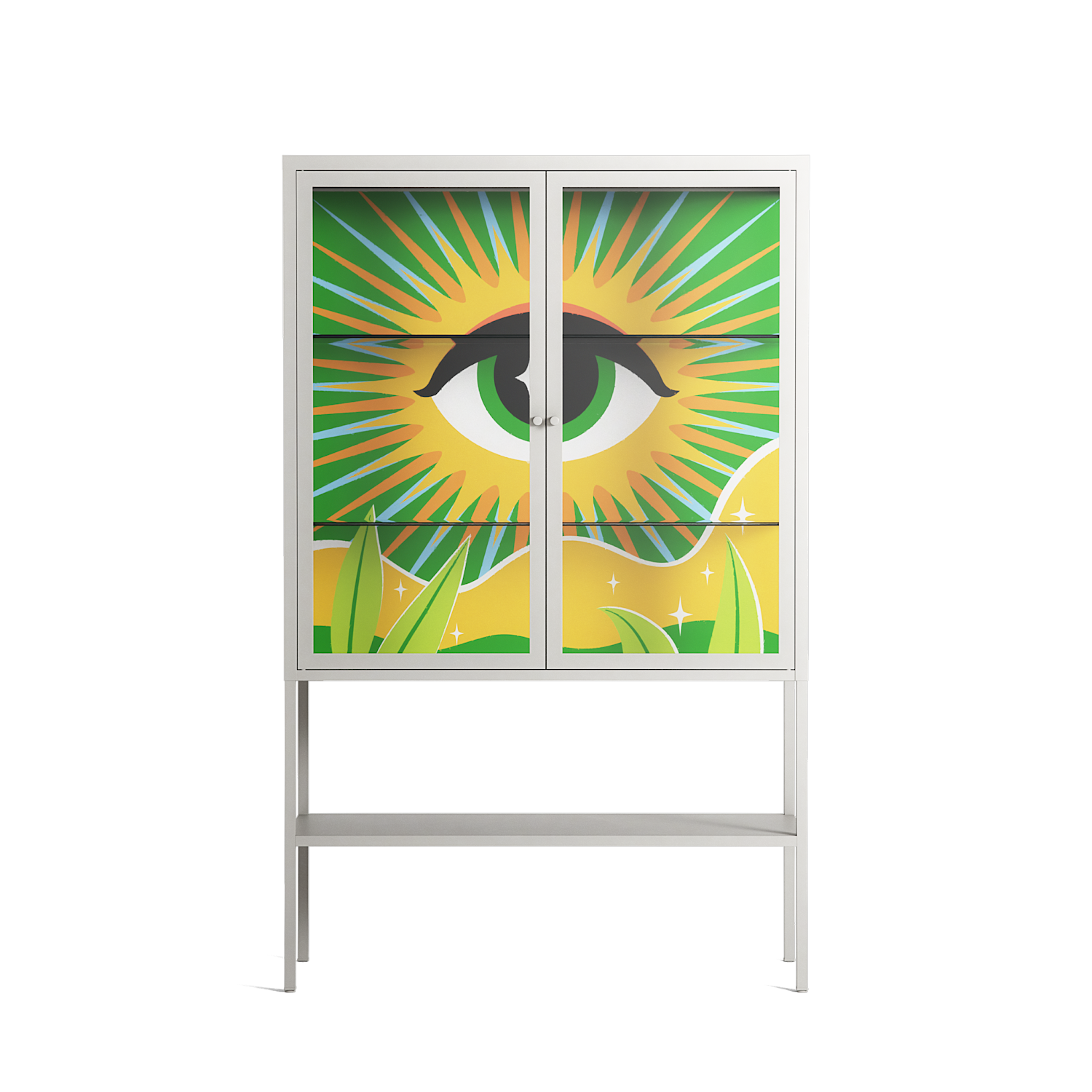 Curiosity - Loft Cabinet - Heather Zhou - Chalk - Clear glass