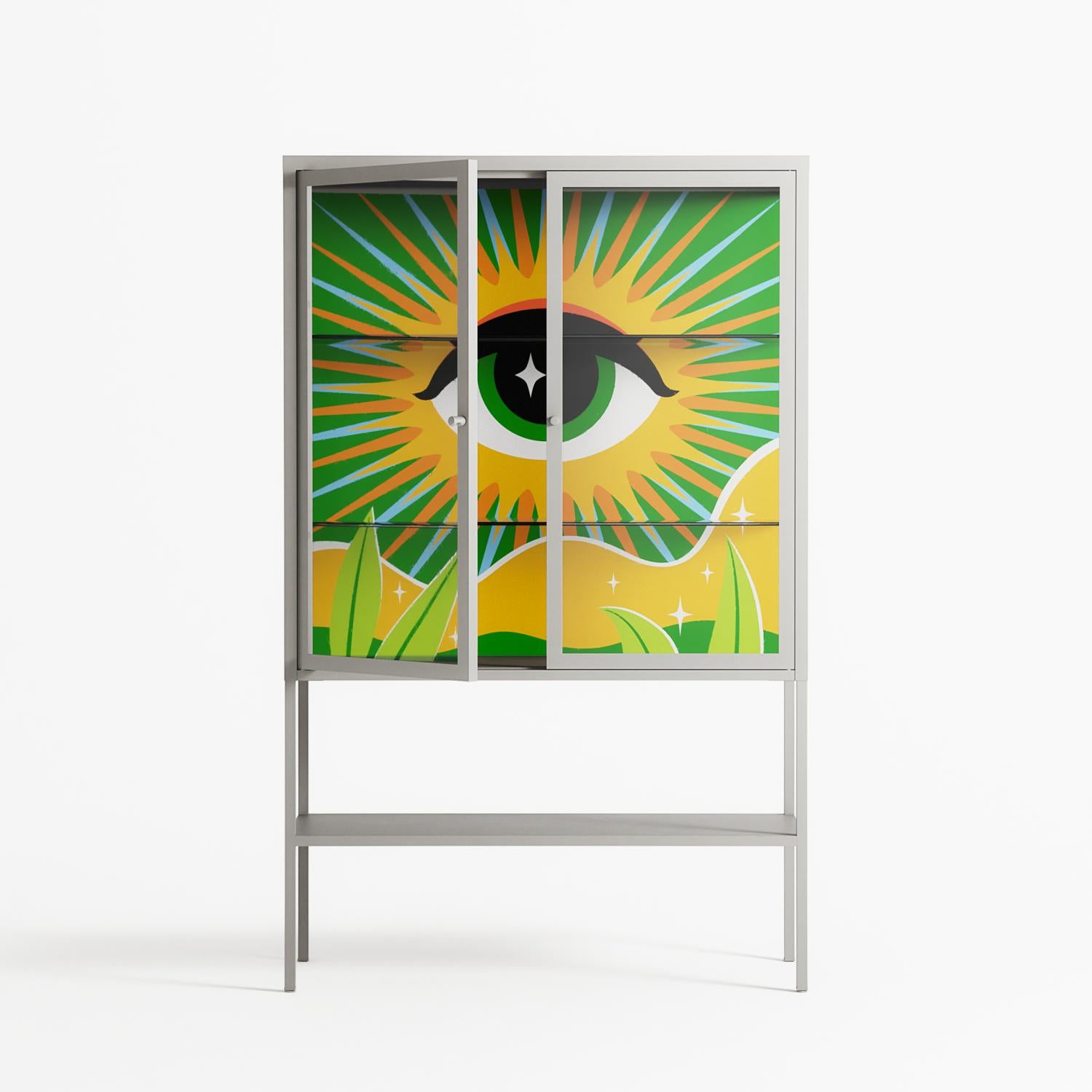 Curiosity - Loft Cabinet - Heather Zhou - Chalk - Clear glass