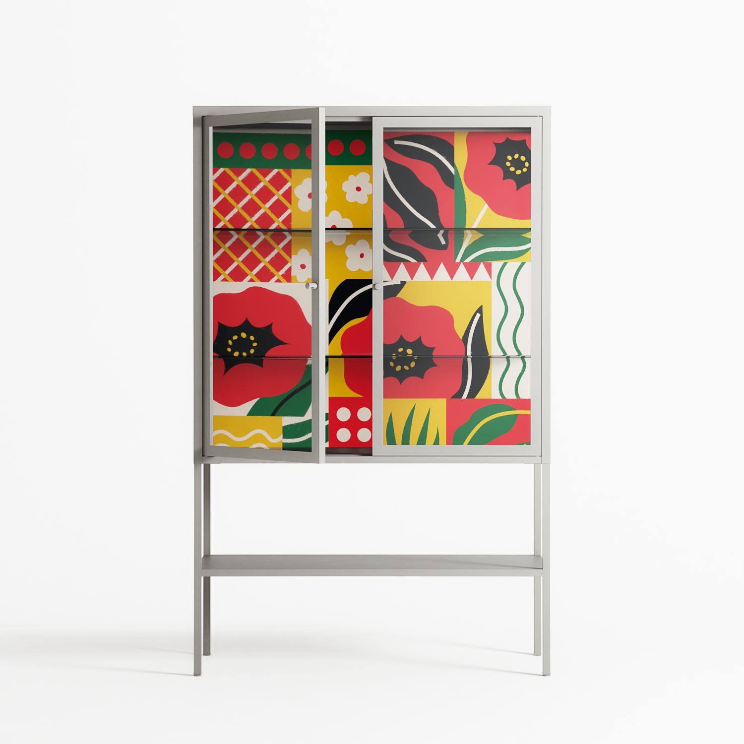 Flower C - Loft Cabinet - Heather Zhou - Chalk - Clear glass