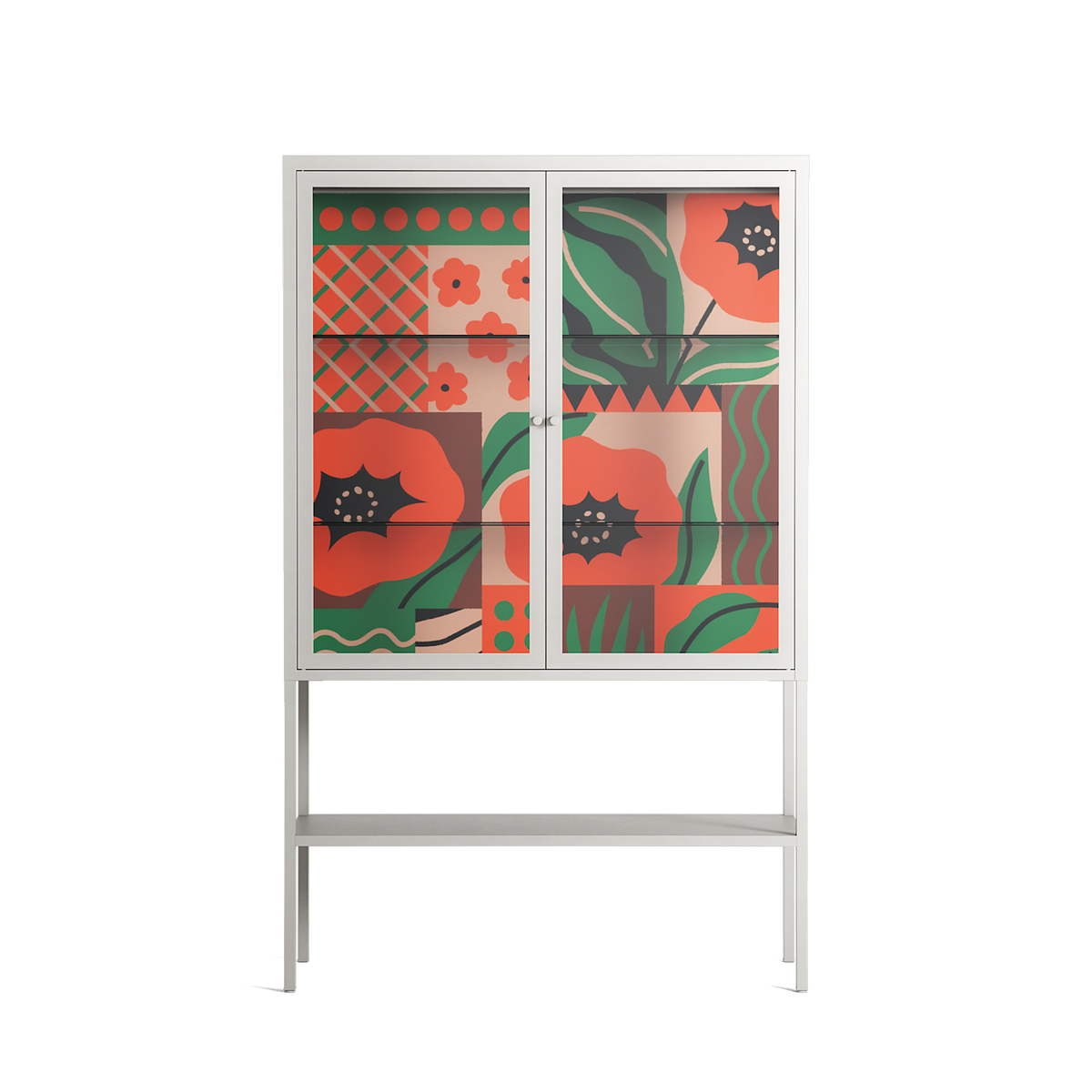 Flower B - Loft Cabinet - Heather Zhou - Chalk - Clear glass