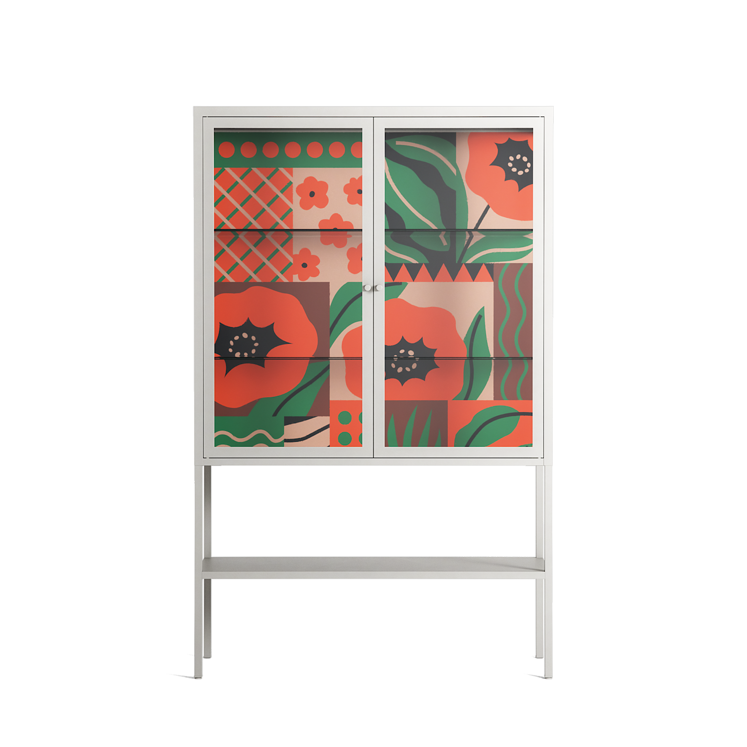 Flower B - Loft Cabinet - Heather Zhou - Chalk - Clear glass