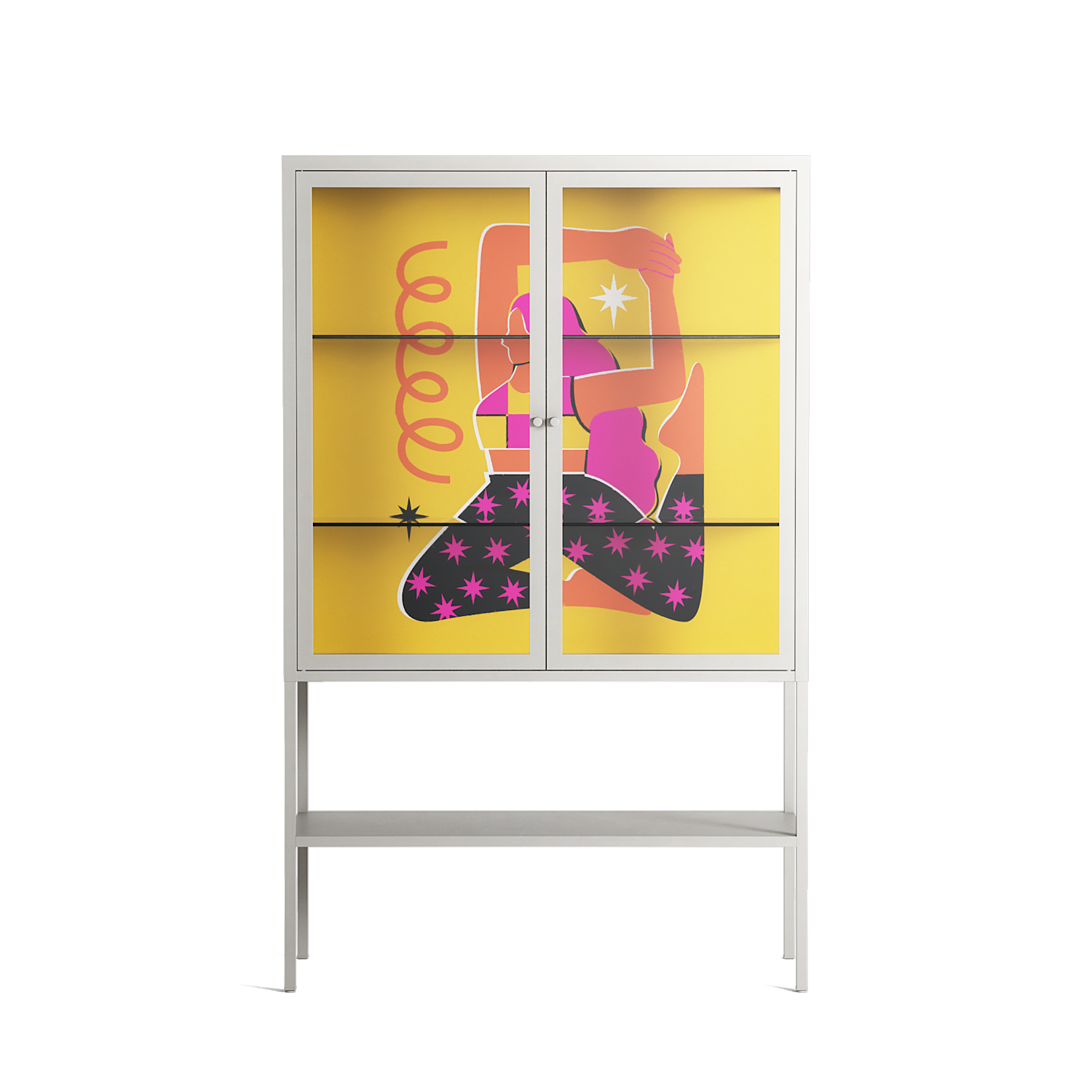 Yoga - Loft Cabinet - Heather Zhou - Chalk - Clear glass